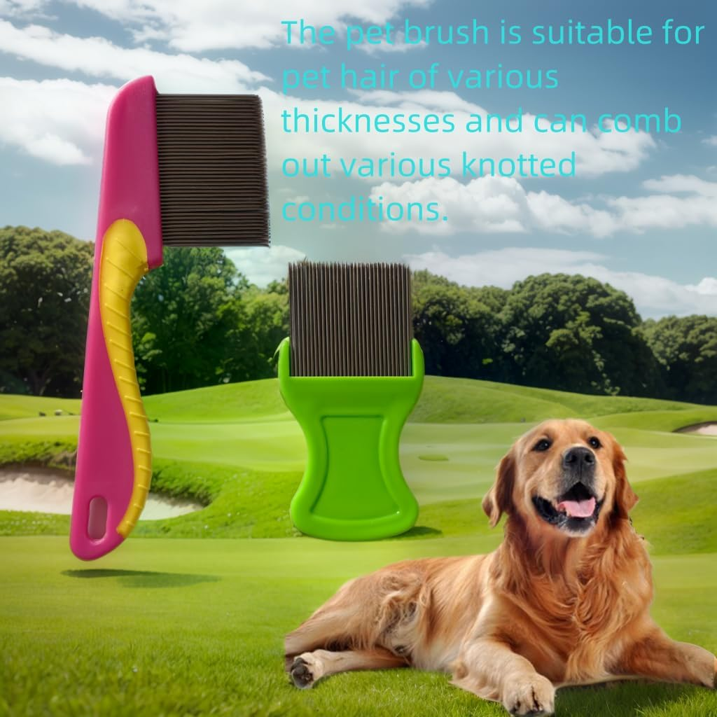 2 Pack Professional Lice Comb Set - Steel Head and Plastic Lice Removal Combs for Children, Adults, Pets, Dogs with Long Thick Hair (Green+Rose Red) image number 5