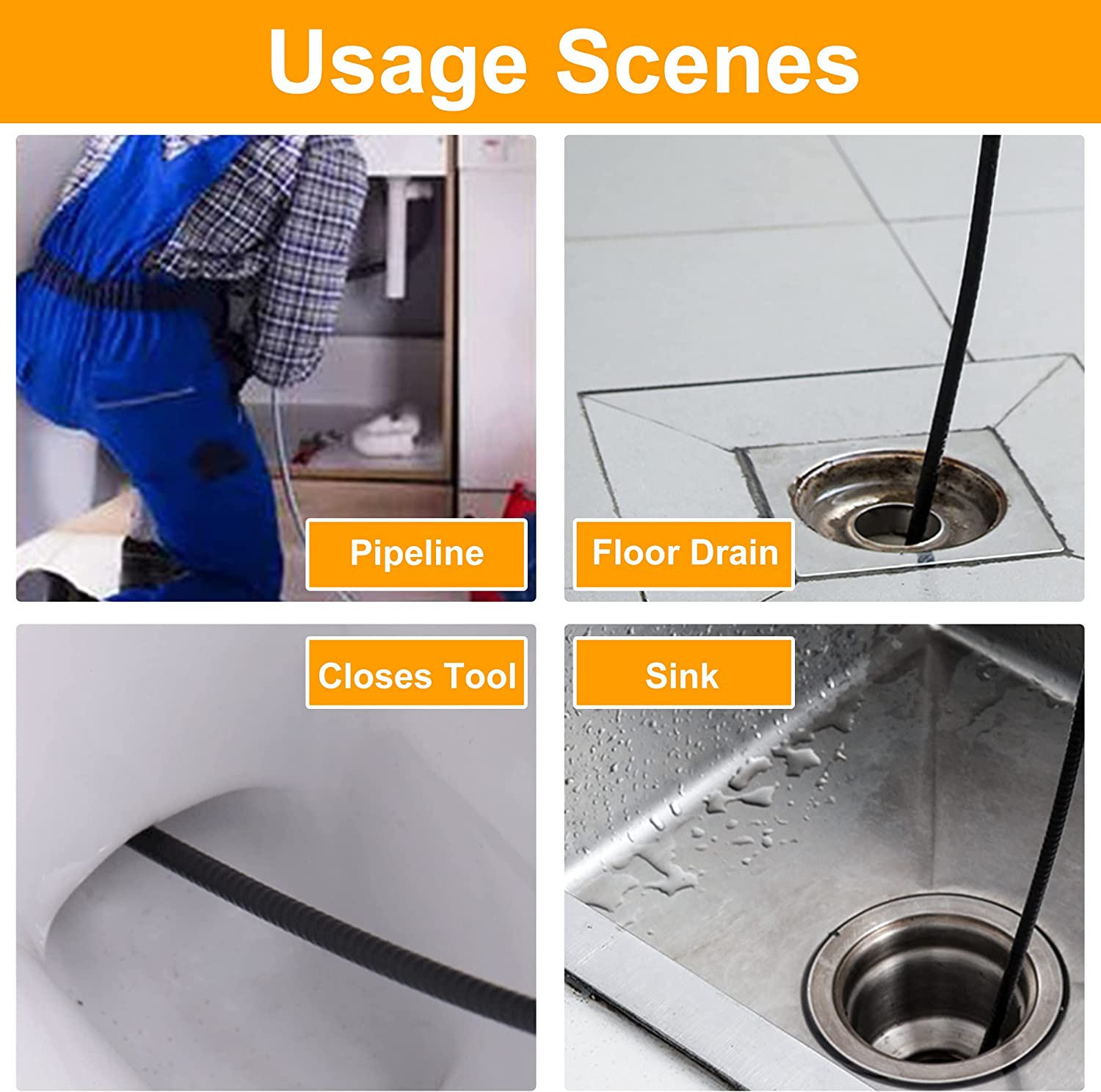 PWACCS Sewer Jetter Nozzle for Pressure Washer - Stainless Steel Drain Cleaning Tips, 3 Pieces: Button Nose Jet, Rotating Flat Jetting, and Drain Jet Hose - 5000 PSI image number 6