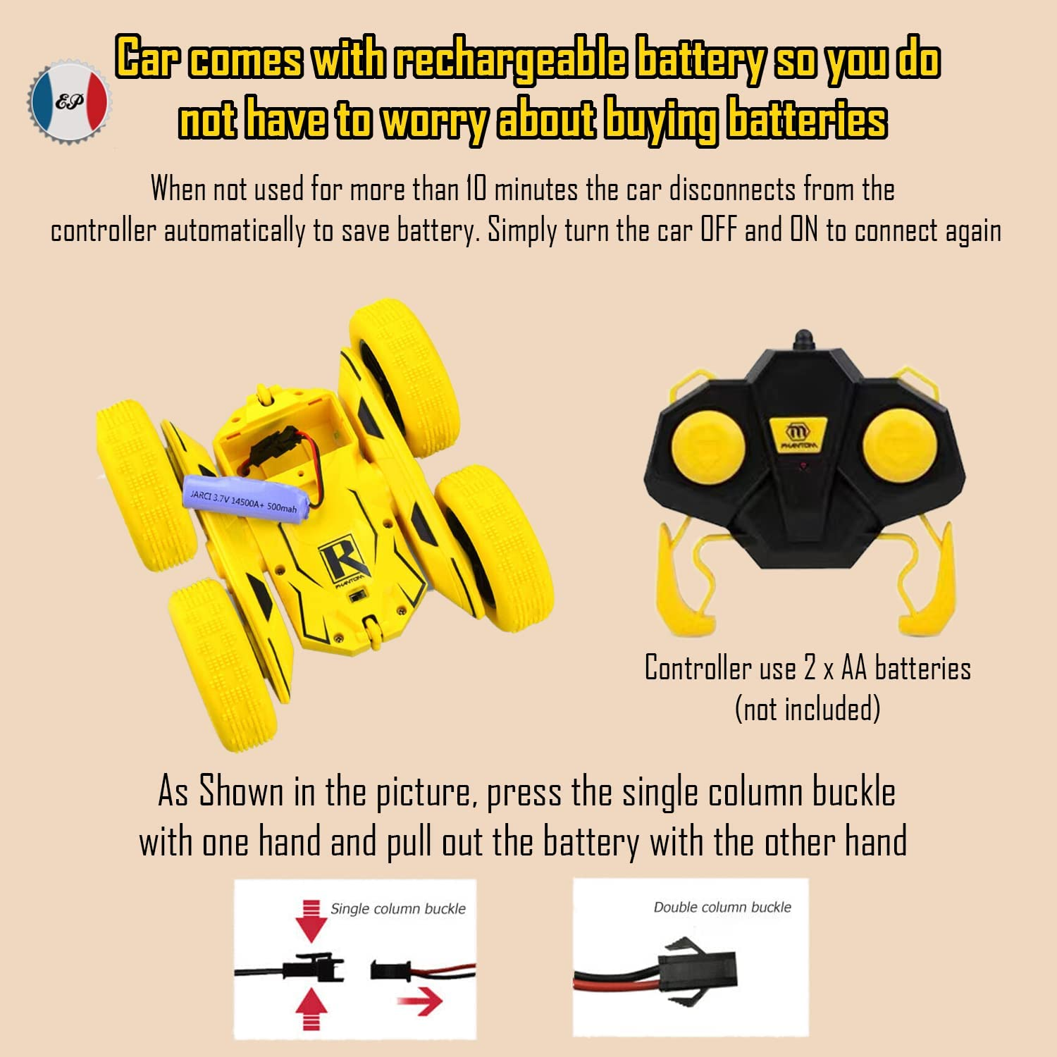 RC Stunt Car with Rollover Stunt and Wall Flip Function for Kids| Rechargeable 4WD Remote Control Car | Double Sided Rotating Car with Tumbling and 360&deg; Spinning Features|Toy Car Crawler Vehicle Toy. image number 1