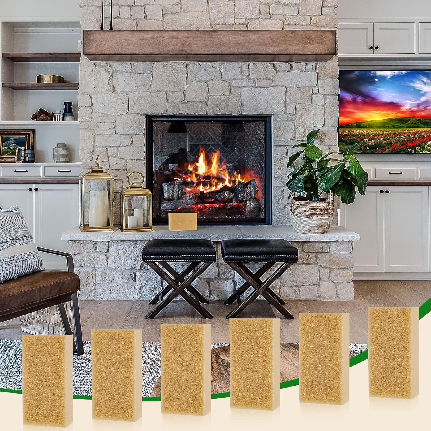 Tessco for You 9 Pcs Reusable Soot Eraser Sponge for Dry Cleaning - Effective Soot Remover for Pet Hair, Dust, and Dirt on Painted Walls, Books, and Car Interiors image number 2