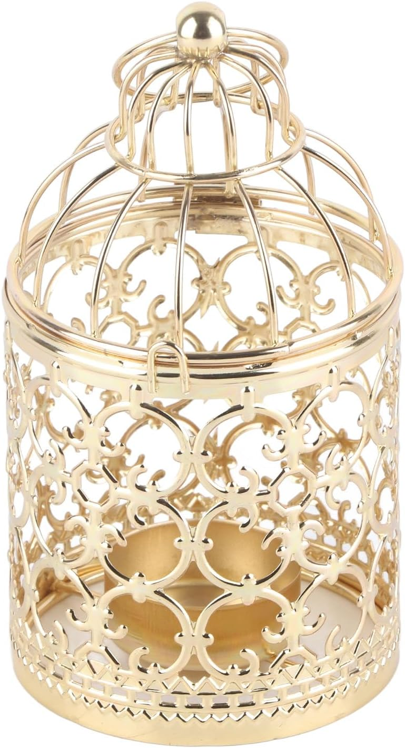 Candle Holder Vintage Iron Birdcage Lantern Candlestick for Home Events Weddings Decorations 14.8 X 7.8Cm (A Type Gold) image number 5
