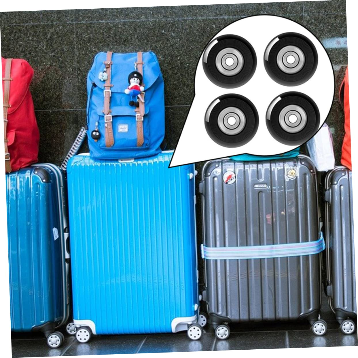 CHILDWEET Luggage Wheel Replacement Kit Rubber Sturdy Caster for Suitcase Repair with High Load Capacity and Quiet Operation for Travel Bags image number 4