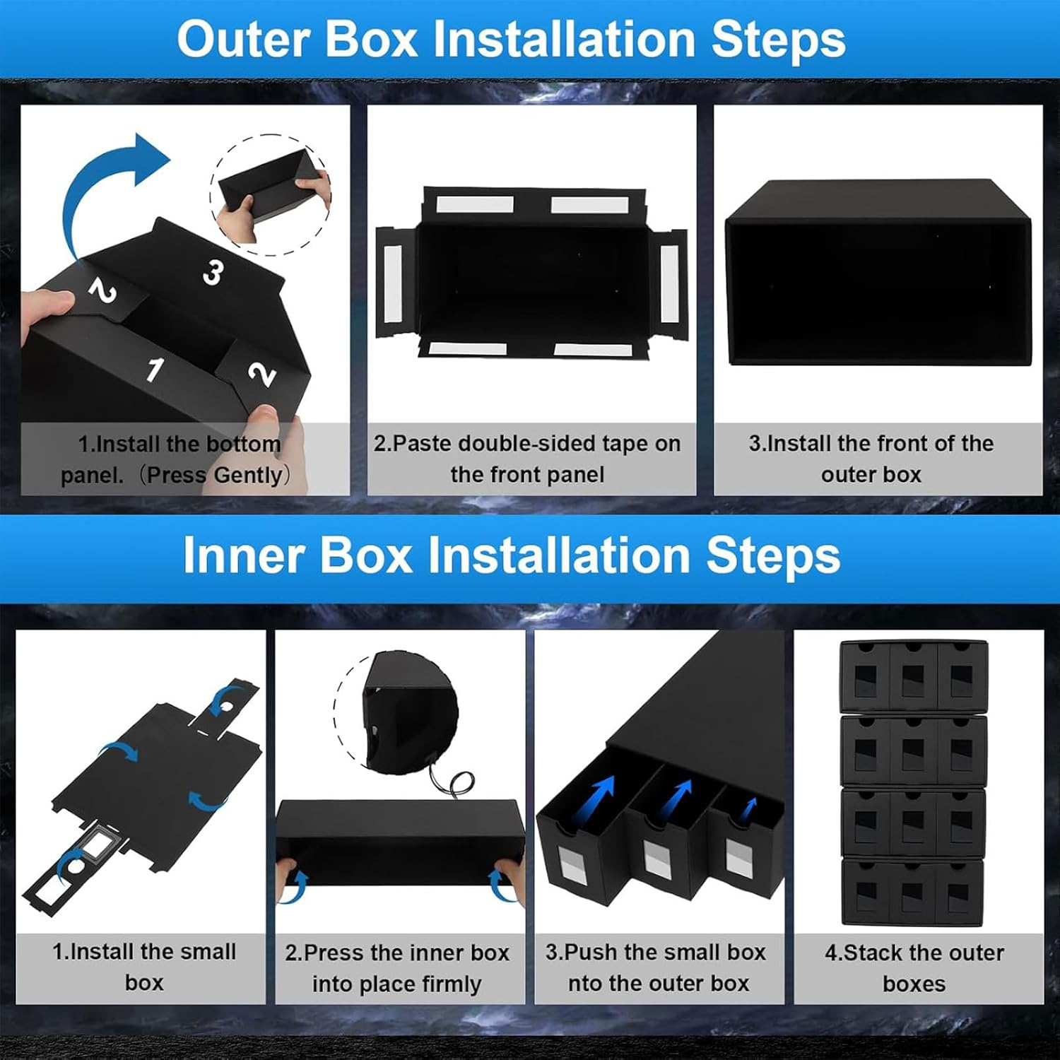 Trading Card Storage Box,12000+ Commander Display, Cards Deck Box Cardboard with 48 Dividers, Labels & Tapes, Trading Card Collection Box Fit for TCG, PTCG, MTG and Sport (12-600 CT Boxes) image number 2