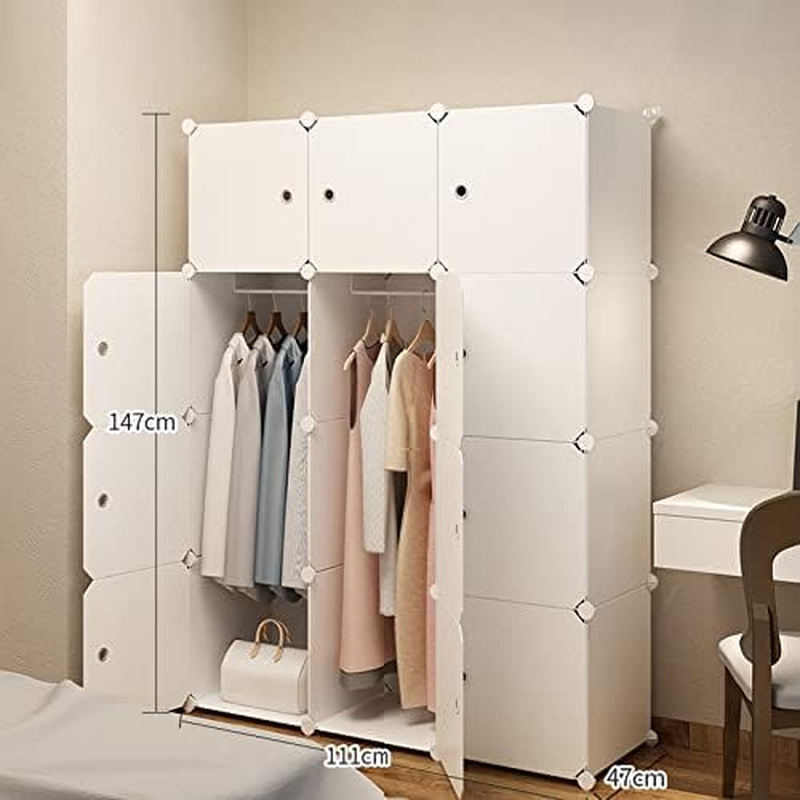 AUKO DIY XL 8 12 16 Cube Storage Cabinet Compartment Wardrobe Rack Shelf Portable Organizer Hallway Table Home Decor Bedroom Furniture (XL 12 Cube White) image number 2