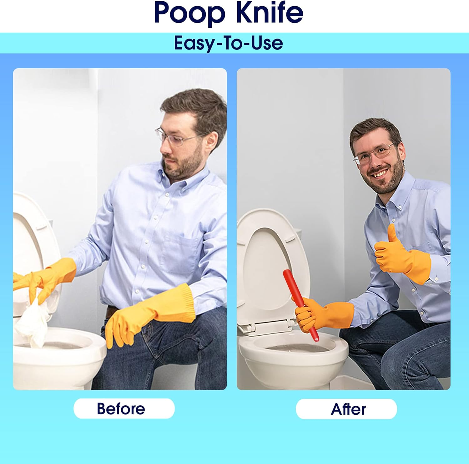 Hosrnovo Poop Knife, (2 Pack) Silicone Spatula Poo Knife for Toilet Block, Prank Funny Gag Gift for Christmas and Kids image number 3