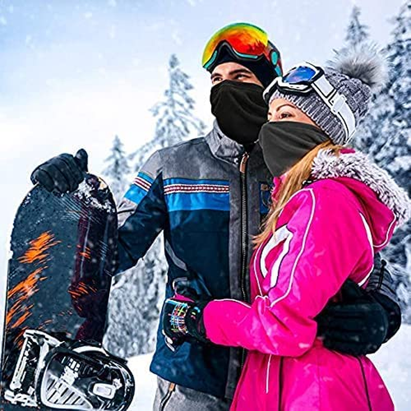 Neck Gaiter Fleece Breathable Face Mask Warmer Snood Tube Thermal Balaclava Ski Motorcycle Cycling & Hiking Winter Warm Scarf Hood - Blue image number 5