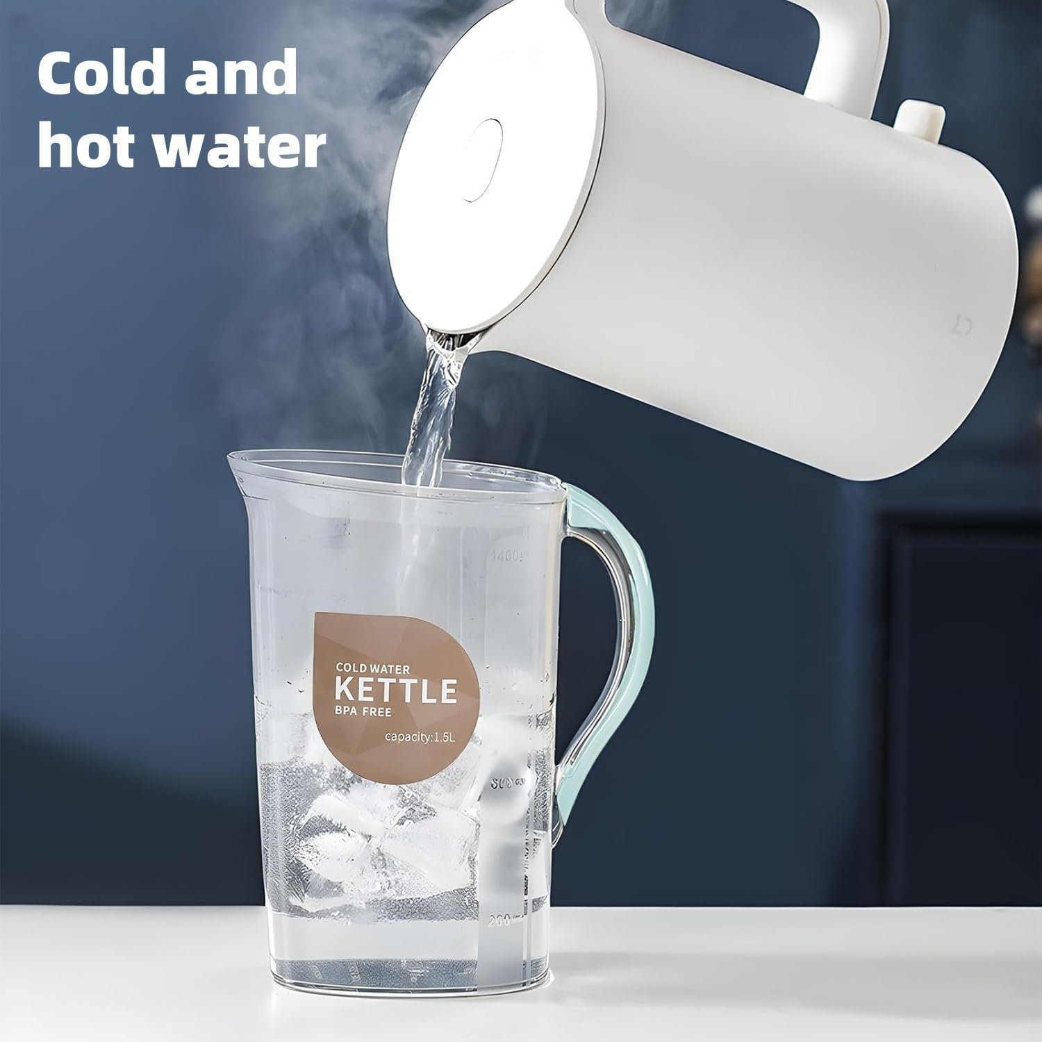 Water Jug Set &ndash; 2.1L/70Oz Bpa-Free Fridge Pitcher Set with 4 Cups & Cleaning Brush | Slim Space-Saving Jug for Juice, Cold Drinks, Tea & Milk image number 4