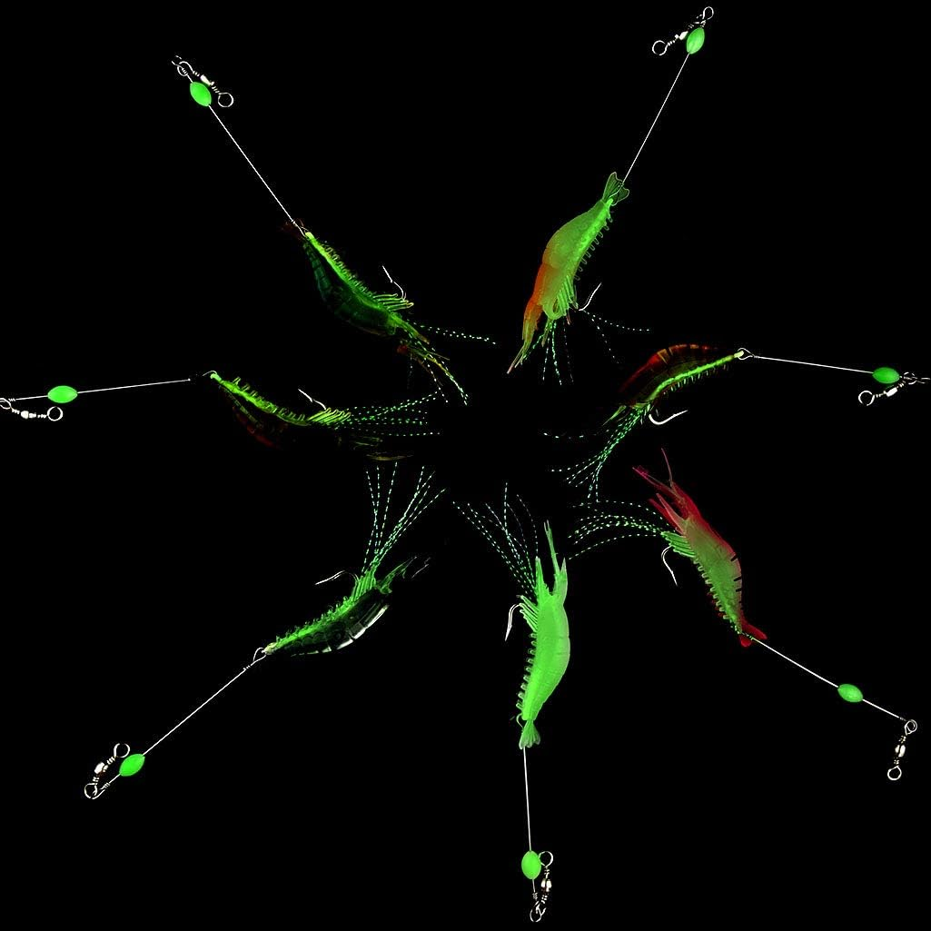 14Pcs Shrimp Bait Artificial Silicone Soft Baits Luminous Fishing Lure with Sharp Hooks Fishing Tackles Freshwater/Saltwater image number 2