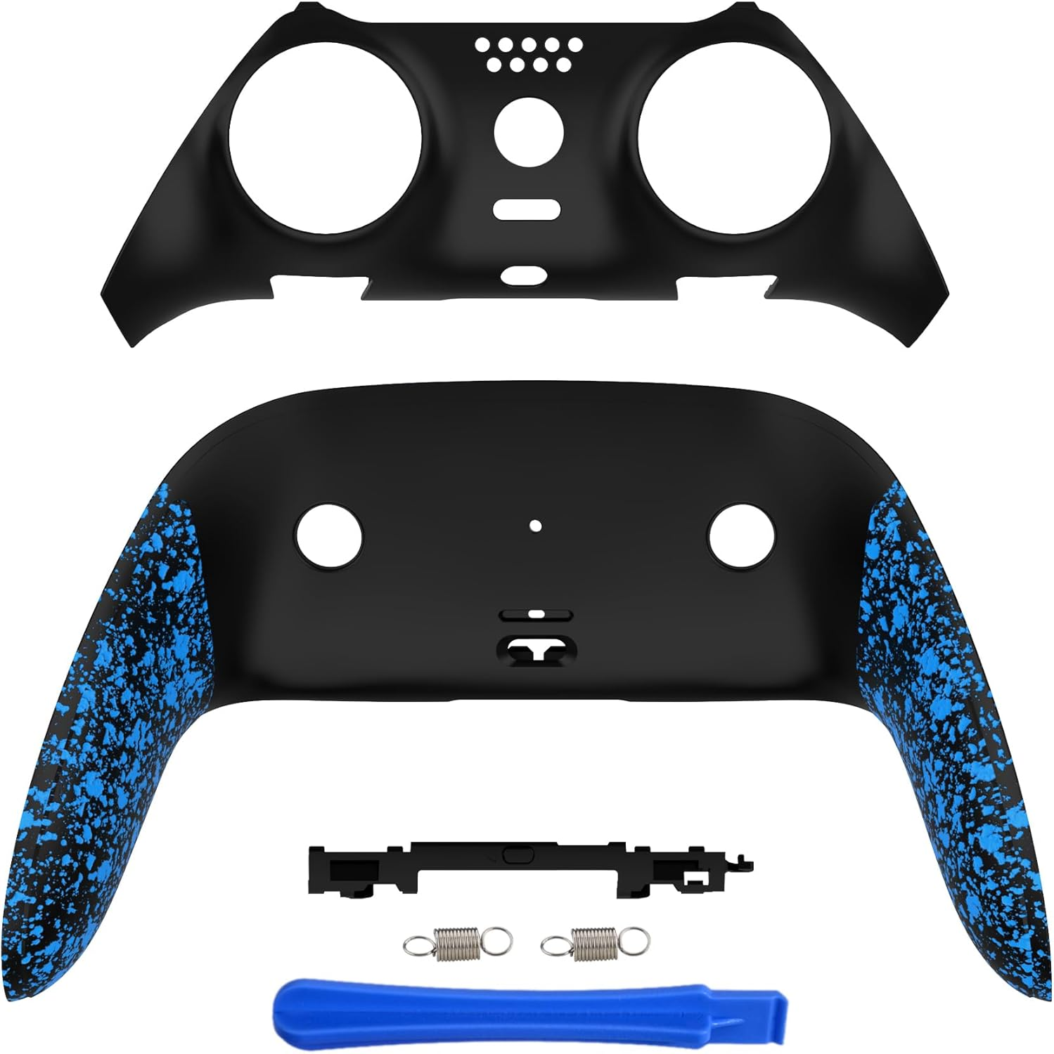 Extremerate Top Bottom Decorative Trim Shell Compatible with P S 5 Edge Controller DIY Replacement Front Back Clip Shell, Custom Textured Black Plates Cover Compatible with P S 5 Edge Controller