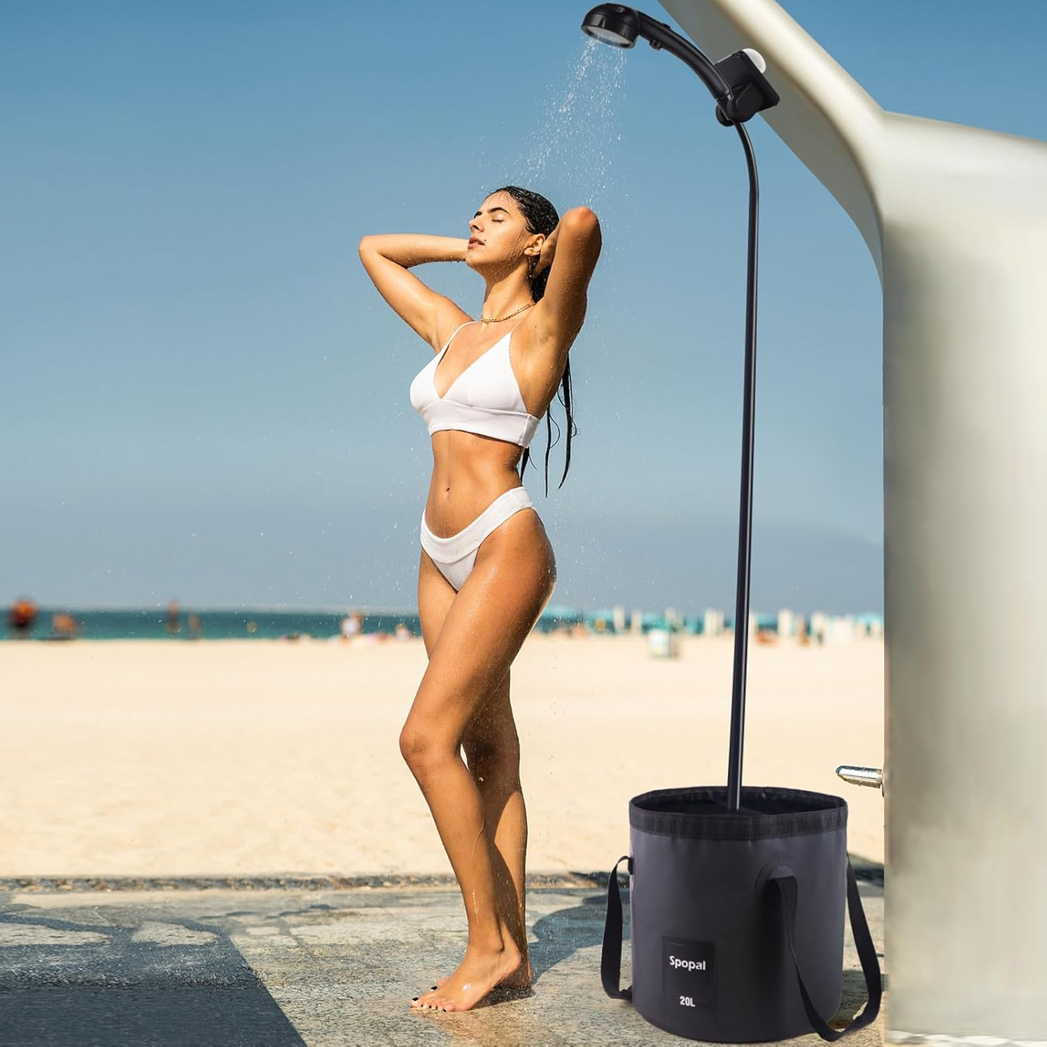 Spopal 5.2 Gallon (20L) Collapsible Bucket, Foldable Bucket with Handle for Water Storage, Outdoor Portable Ultra Lightweight Water Container for Camping, Hiking, Fishing, Gardening, Pet Car Washing image number 5