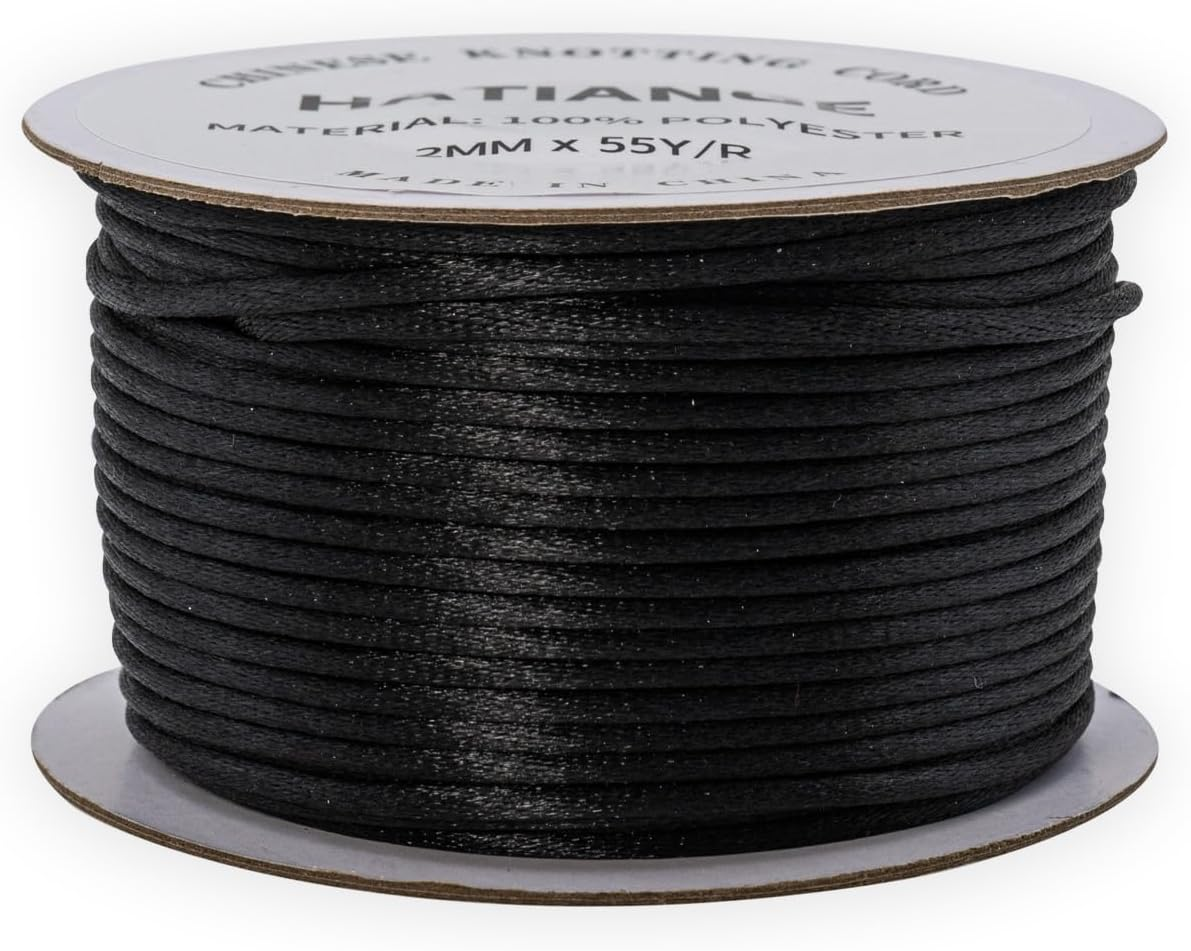 2Mm Black Satin Rattail Cord String for Jewelry Making Bracelet Necklaces Beading Thread Macrame Chinese Knot Craft -50Meters image number 3