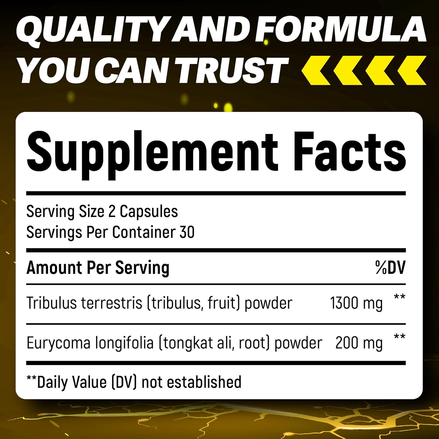 Tribulus Terrestris and Tongkat Ali Capsules - Tribulus Enhanced with Tongkat Ali Extract Supplement for Men - Zero Fillers - Non-Gmo (60 Capsules) image number 1