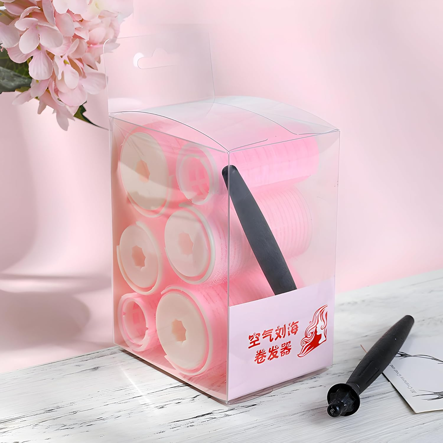 Retoo Curler Curl Set Heat-Free Curlers Self-Adhesive Hair Rollers 25 Mm 43 Mm 33 Mm with 10 Clips for Long Medium Small Hair Pink image number 1