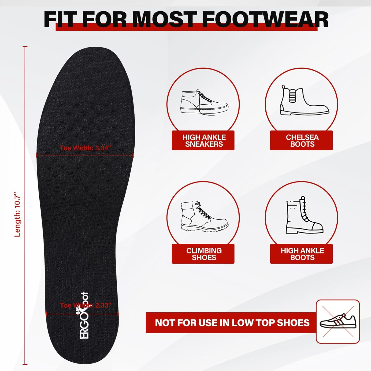 Height Increase Insoles Air Cushion Taller Shoes Insoles Heel Insert for Men and Women by Ergofoot (2-Layer) image number 6