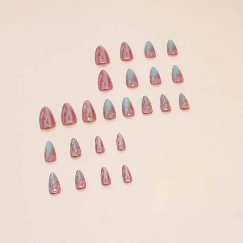 LYMCY Press on Nails, Gradient Cat Eye Nail, Artificial Nails for Women and Girls -24 Pcs image number 6