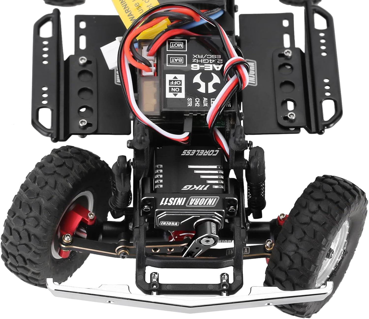 INJORA Coreless High Torque Micro Servo with Mount and Servo Horn for SCX24 C10 JLU Bronco Axial 1/24 RC Crawler Car Upgrade Parts (Black) image number 3