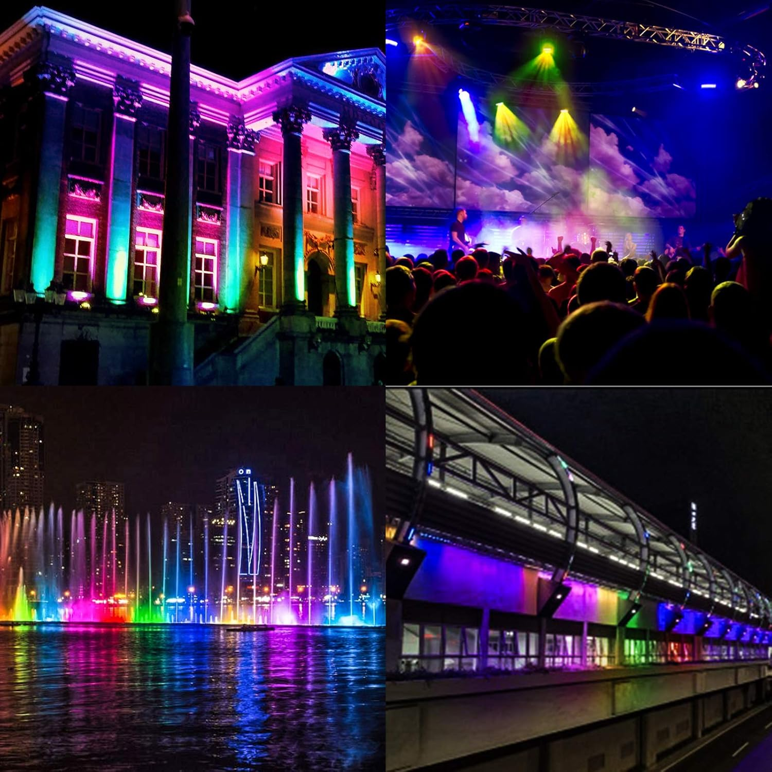 MEIHUA LED Outdoor Spotlight Solar RGB Wallwasher Light Dimmable LED Party Lights Timer RGB LED Party Light IP66 Disco Light Party Lighting for Outdoor DJ Disco Party Garden Carnival 4 in 1, SL-SP04 image number 2