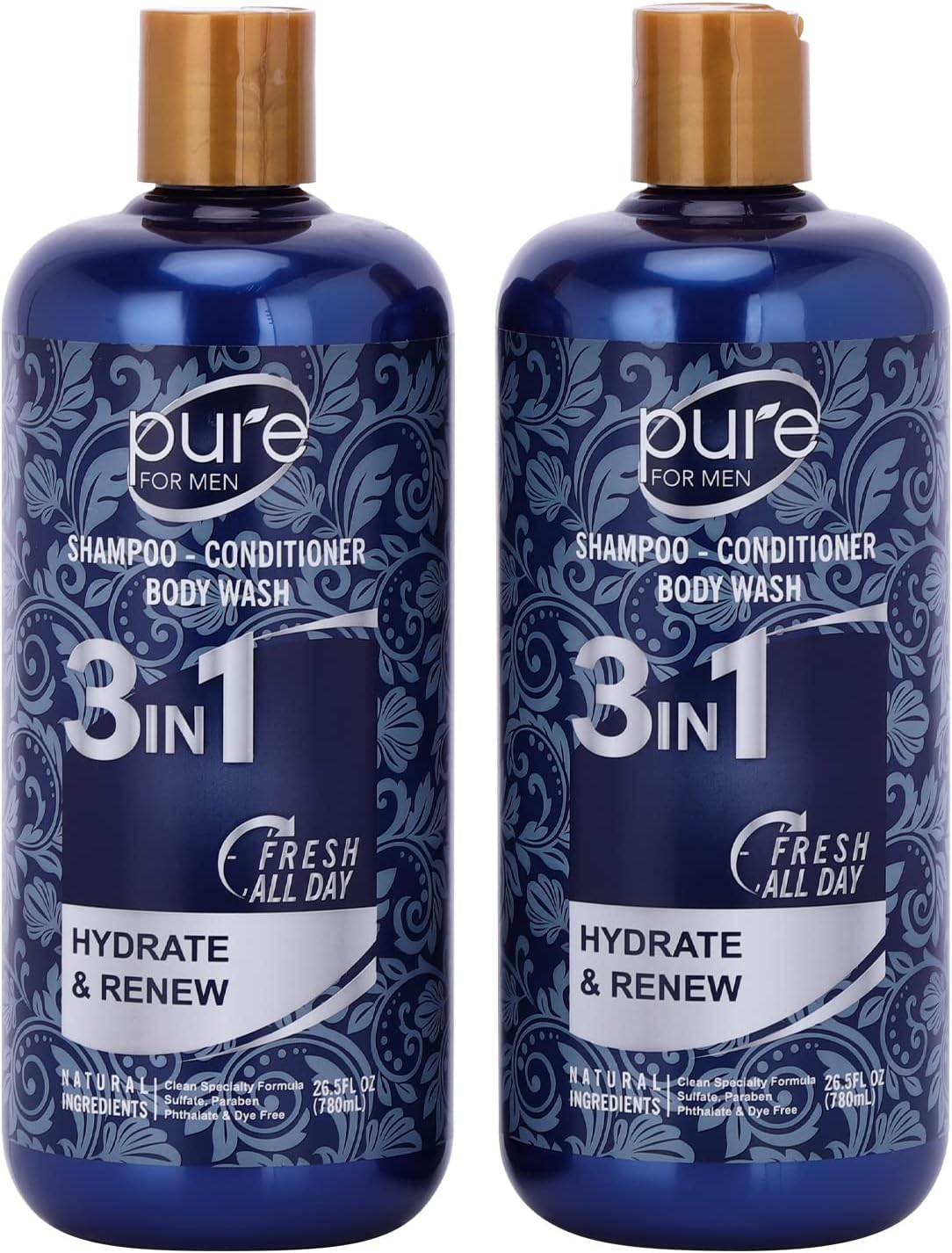 3-In-1 Men'S Shower Gel, Shampoo and Face Wash - Paraben & Sulfate Free, Keeps You Fresh All Day! 2 Pack. image number 3
