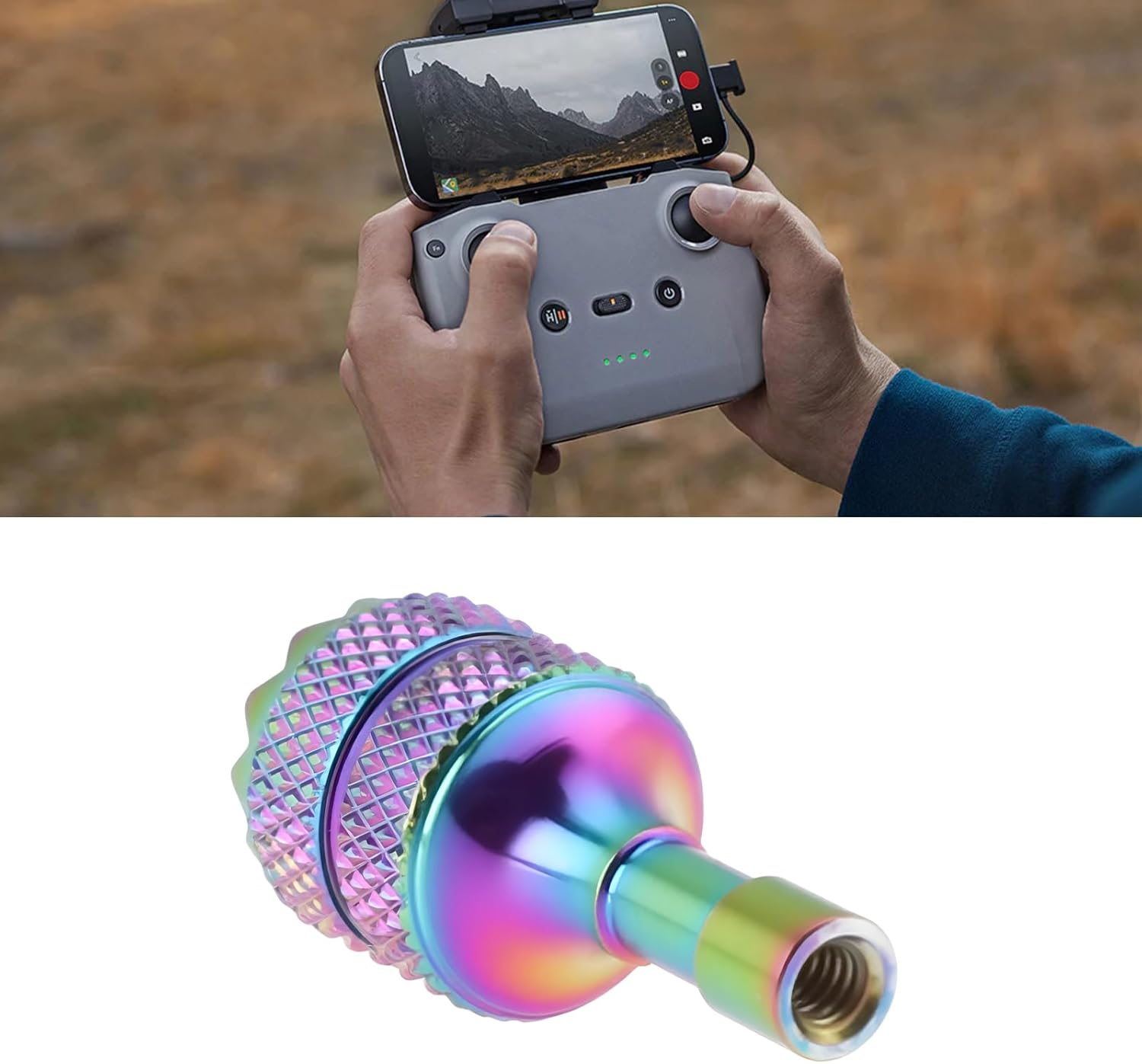 Be in Your Mind 2Pcs Rainbow Aluminum Alloy Thumb Sticks Compatible with DJI RC RC 2 Controller Joysticks Anti-Slip image number 6