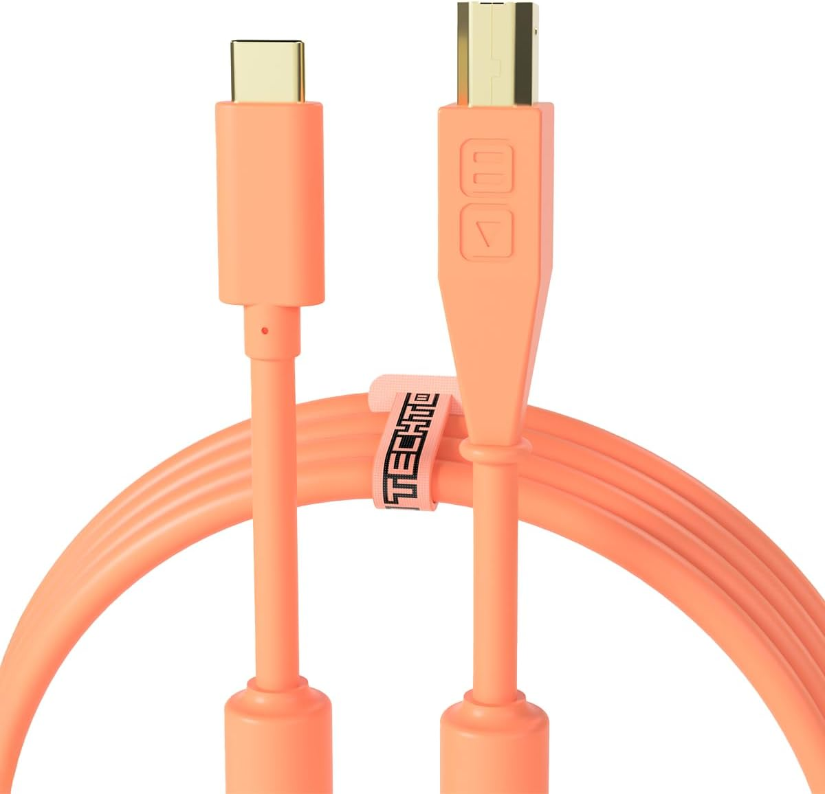 DJ Techtools Chroma Cables: Audio Optimized 1.5M USB-C to USB-B Cable with 56K Resistor (Neon Orange, 1.5M)