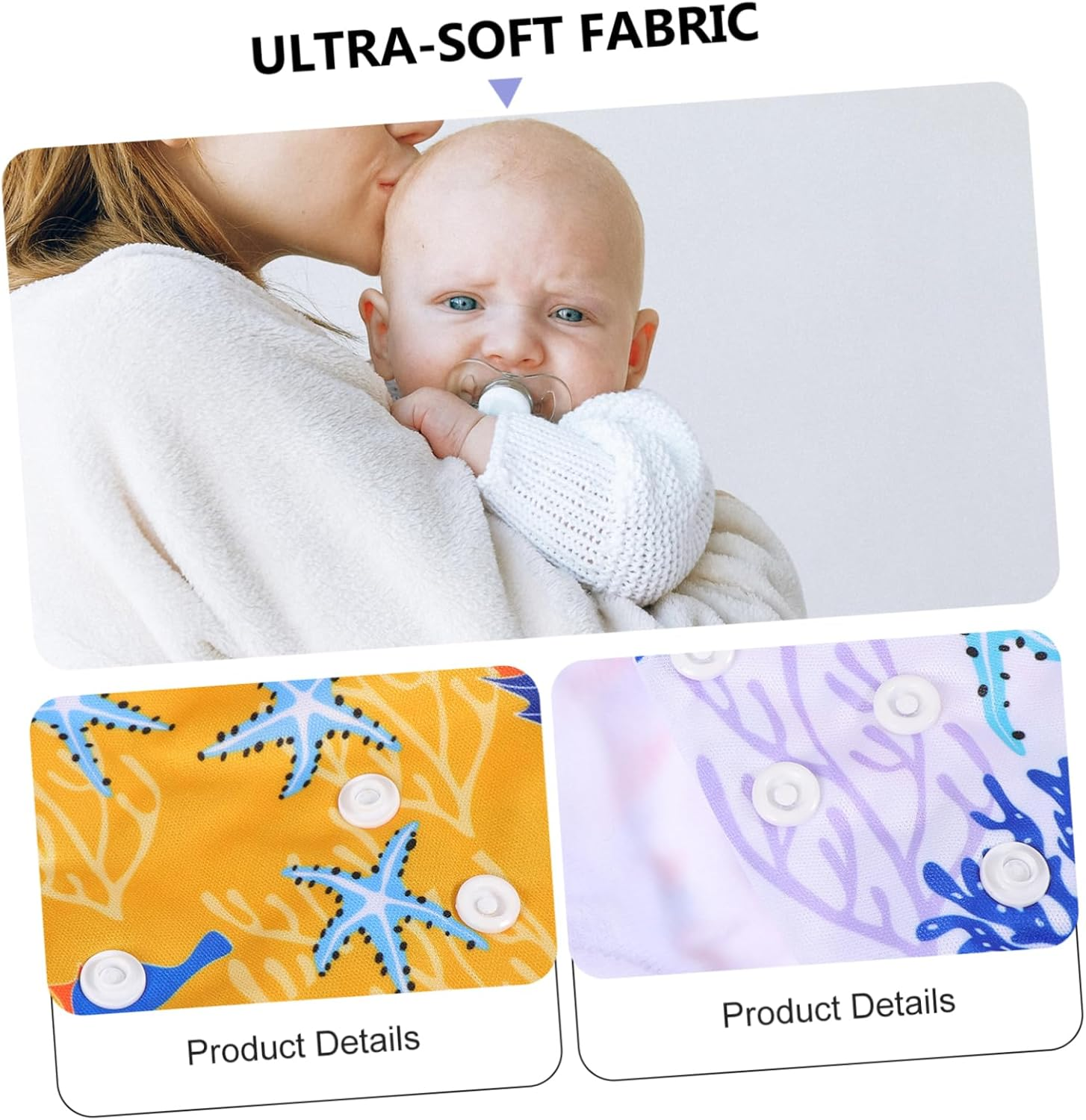 3Pcs Digital Printing Unisex Cloth Diapers Washable Pocket Nappies for Boys Girls image number 5