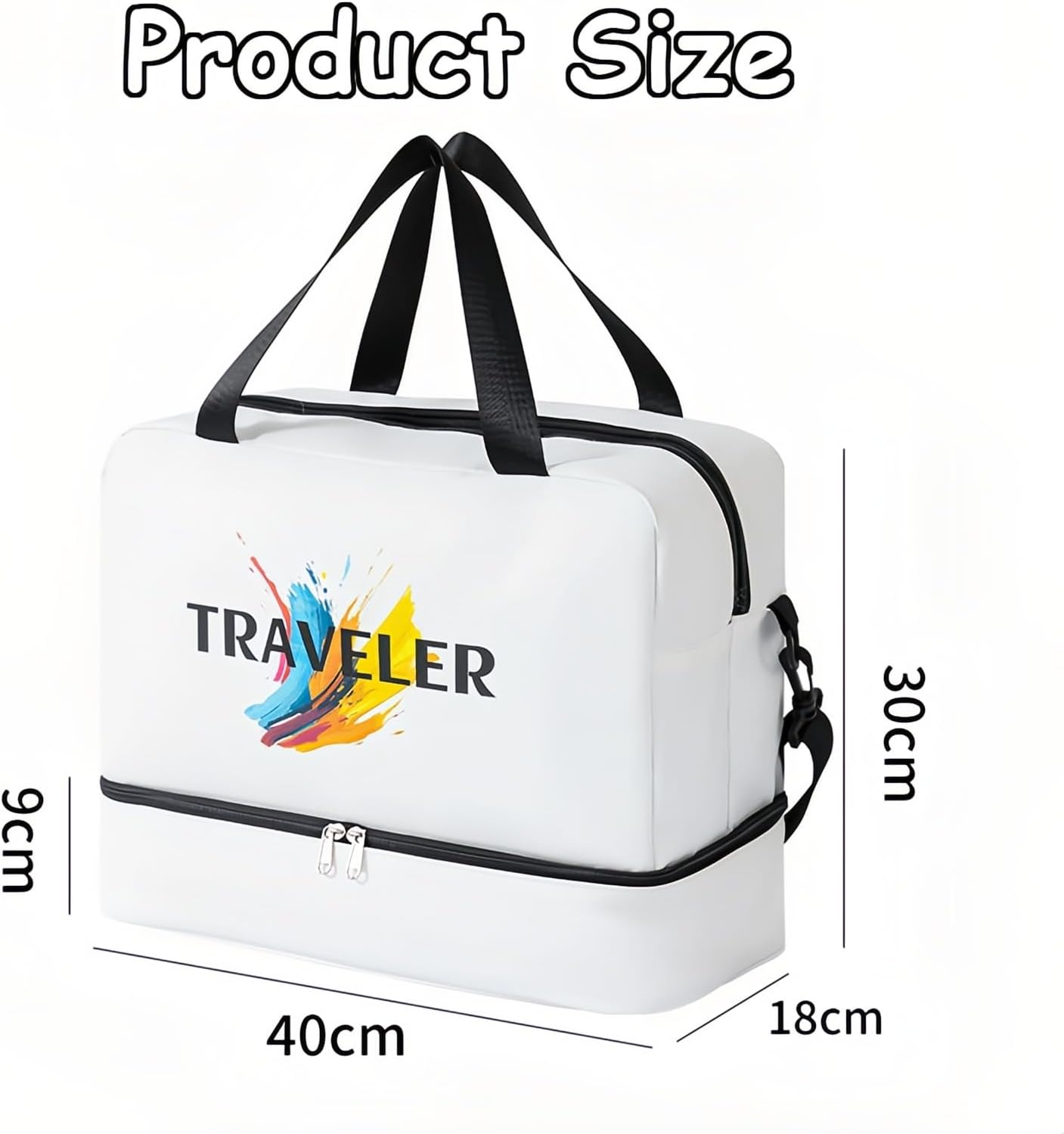 Taoluwin Travel Duffle Bag, Large Capacity Weekender Bag, Dry and Wet Separation Overnight Travel Bags, Water-Resistant Carry on Bags for Travel, Gym, and Swimming (White) image number 2