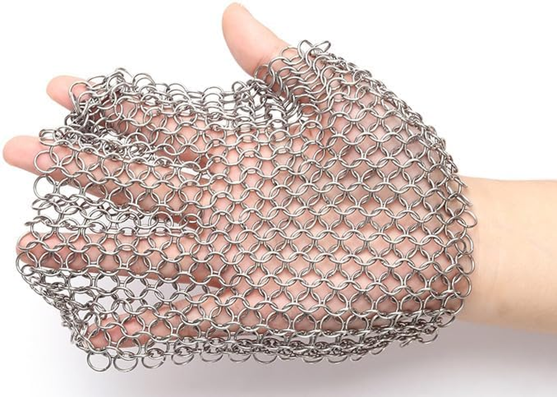 316 Stainless Steel Chainmail Scrubber for Cast Iron Pans, Skillets, and Griddles 20 X 15 Cm (8 X 6 Inch) image number 1