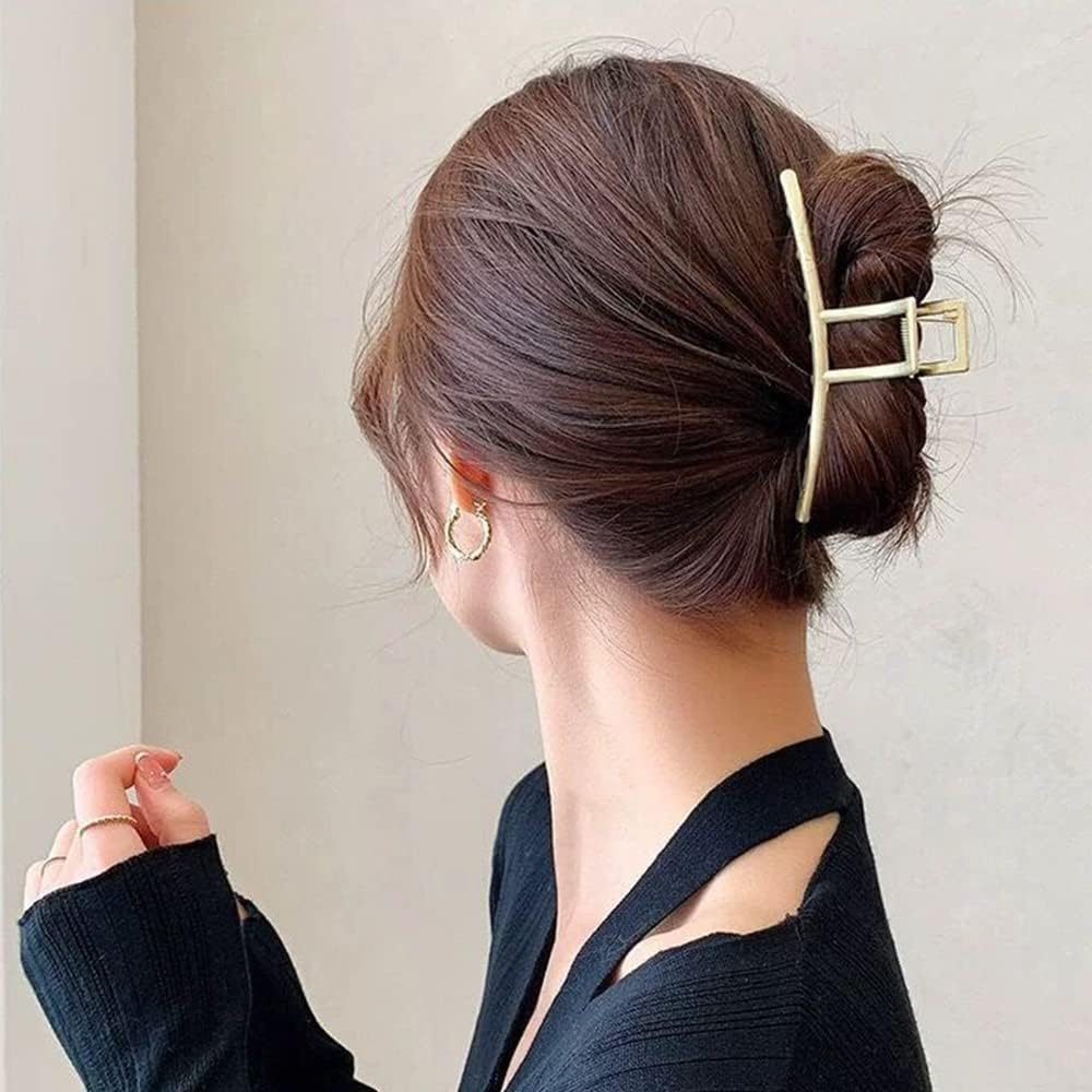 4 Pcs Large Hair Claw Clips for Thick Hair, Nonslip Metal Hair Clips Elegant Alloy Gold Claw Clips for Women Girls Hair Accessories image number 5