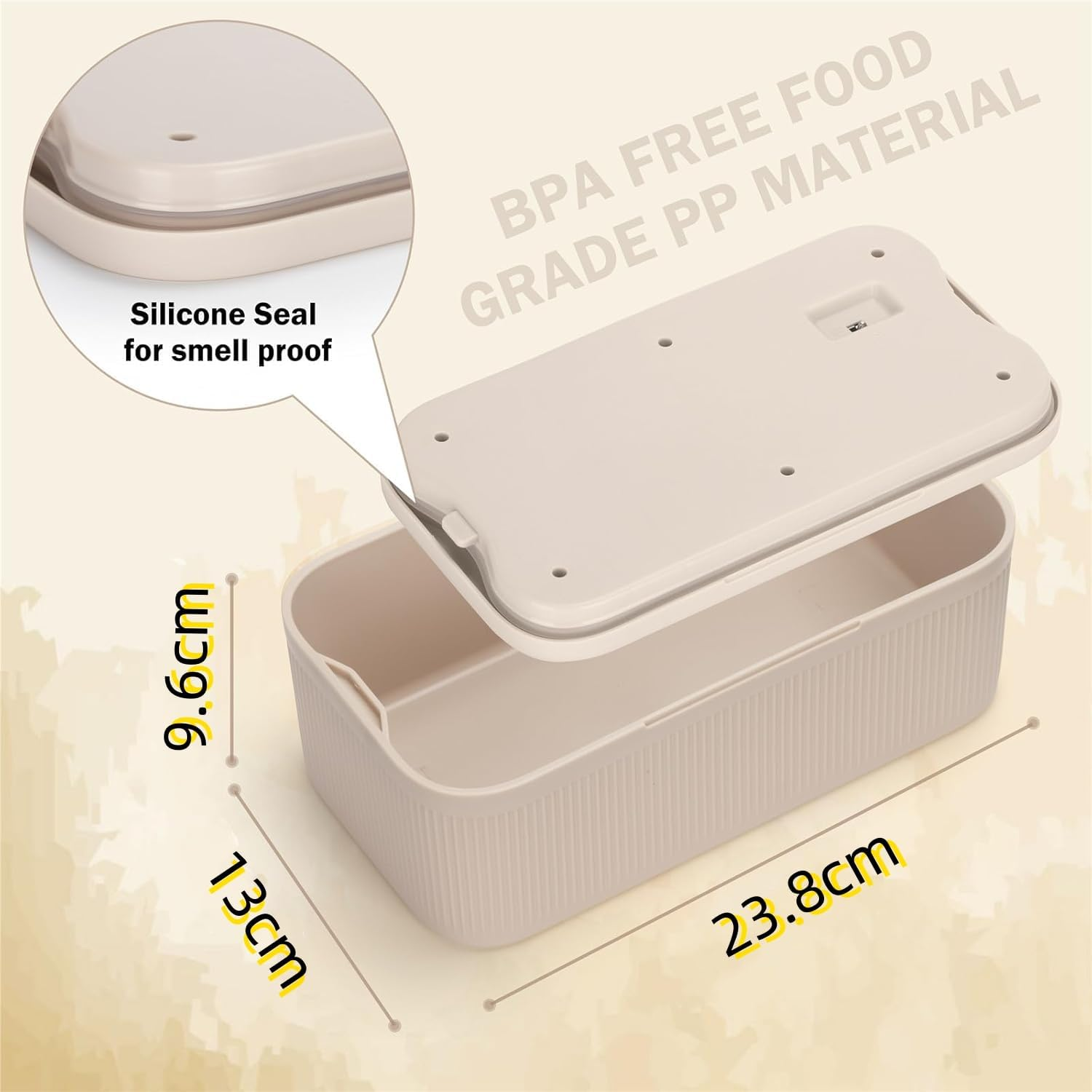 Lockable Storage Box, Locking Medicine Box, Cell Phone Locked Jail, Food Smell Proof Lockbox, Containers for Personal Refrigerator Home Office Organization Travel Gift,24 * 13 * 10Cm (Beige) image number 5