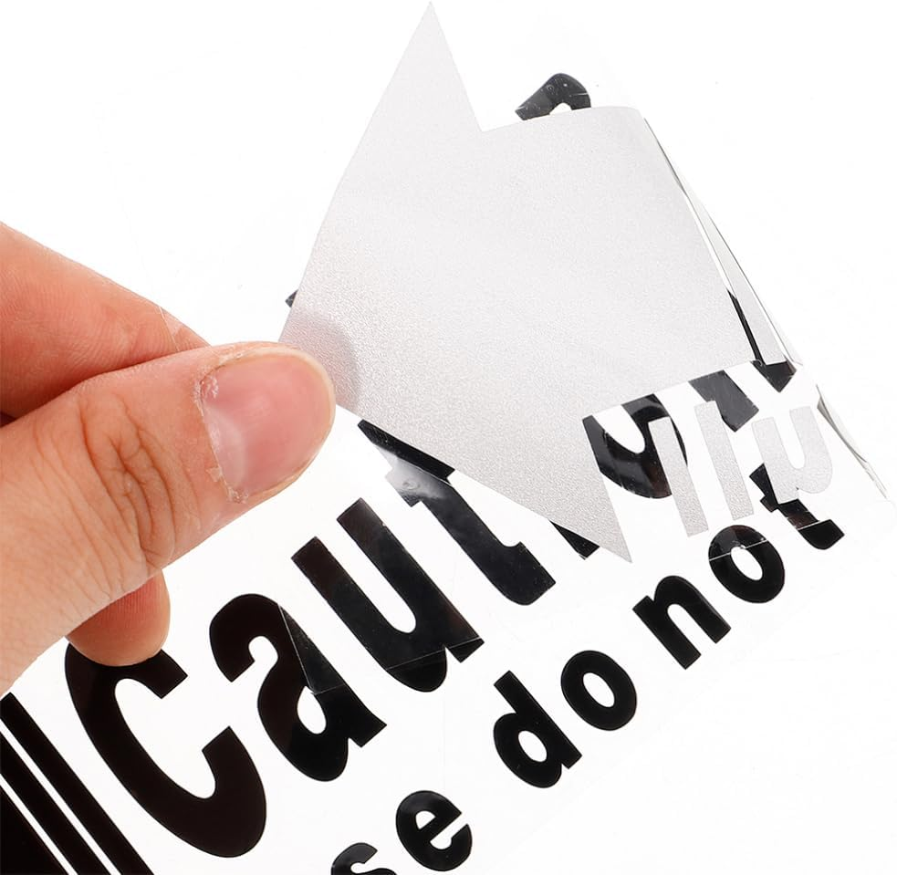 Iplusmile 4Pcs Caution Automatic Door Stickers, Self Adhesive Auto Door Automatic Sliding Door Signs Easy Installation Vinyl Warning Sign Caution Sticker Decals