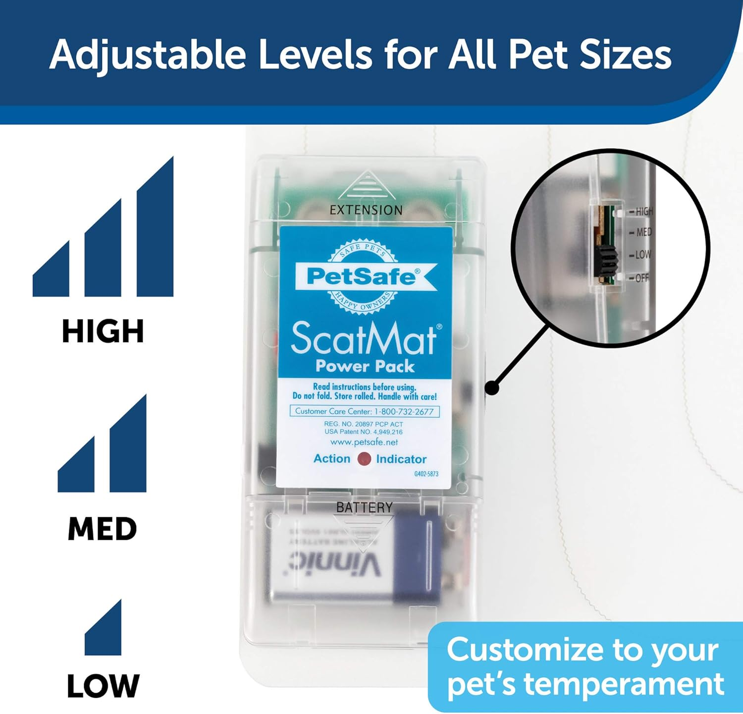 Petsafe Scatmat Indoor Pet Training Mat for Dogs and Cats, Curved Size 50 X 12 Inch - Pet Proof Your Home with This Battery-Operated Electronic Repellent Mat, Includes Adjustable Correction Settings image number 2