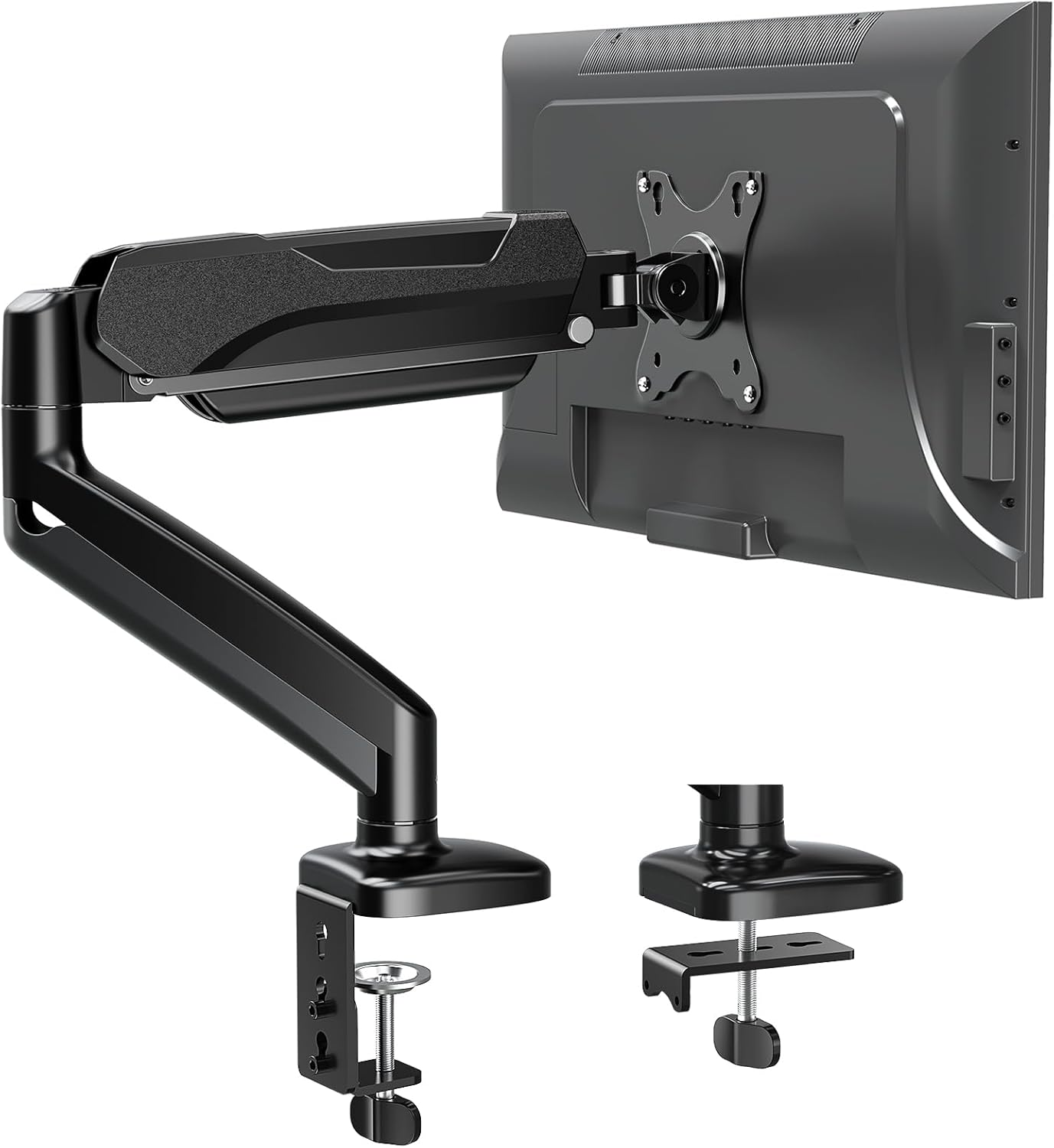 MOUNTUP Single Monitor Desk Mount Holds Screen up to 32 Inch, Height Adjustable Monitor Arm, Computer Monitors Stand with Clamp/Grommet Base, VESA Mounts Fit 4.4-17.6Lbs Computer, Black, MU0004