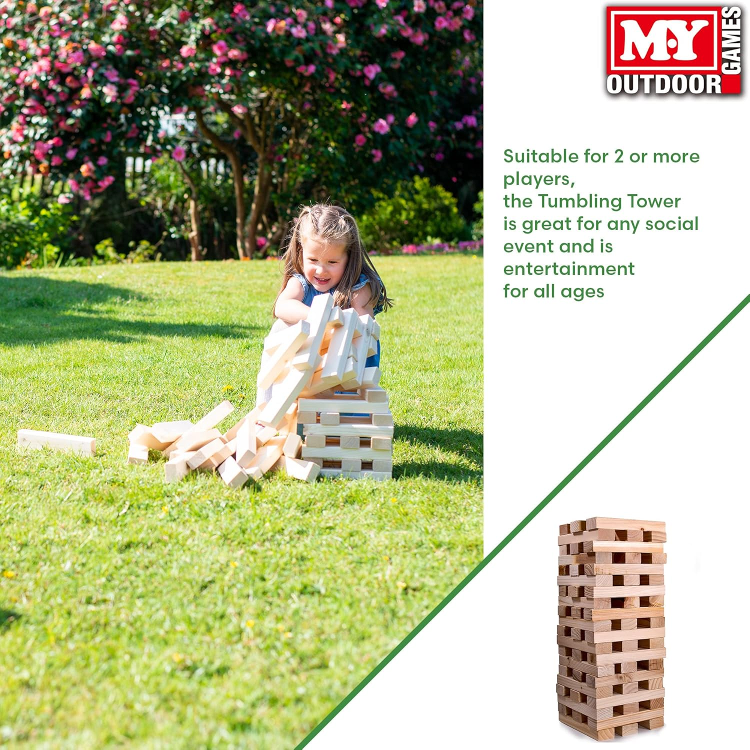 M.Y Outdoor Games | Giant Tumbling Tower | Family Garden Games image number 2