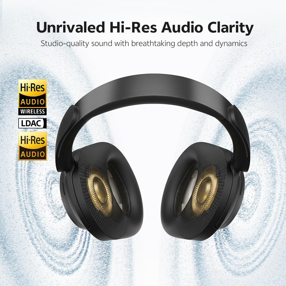 QCY H3S over Ear Bluetooth Headphones, Hybrid Active Noise Cancelling, Hi-Res Audio, LDAC, Ultralight and Comfortable Fit, 86 Hours Battery Life, Bluetooth 6.0, EQ in App, Dual Connection image number 5