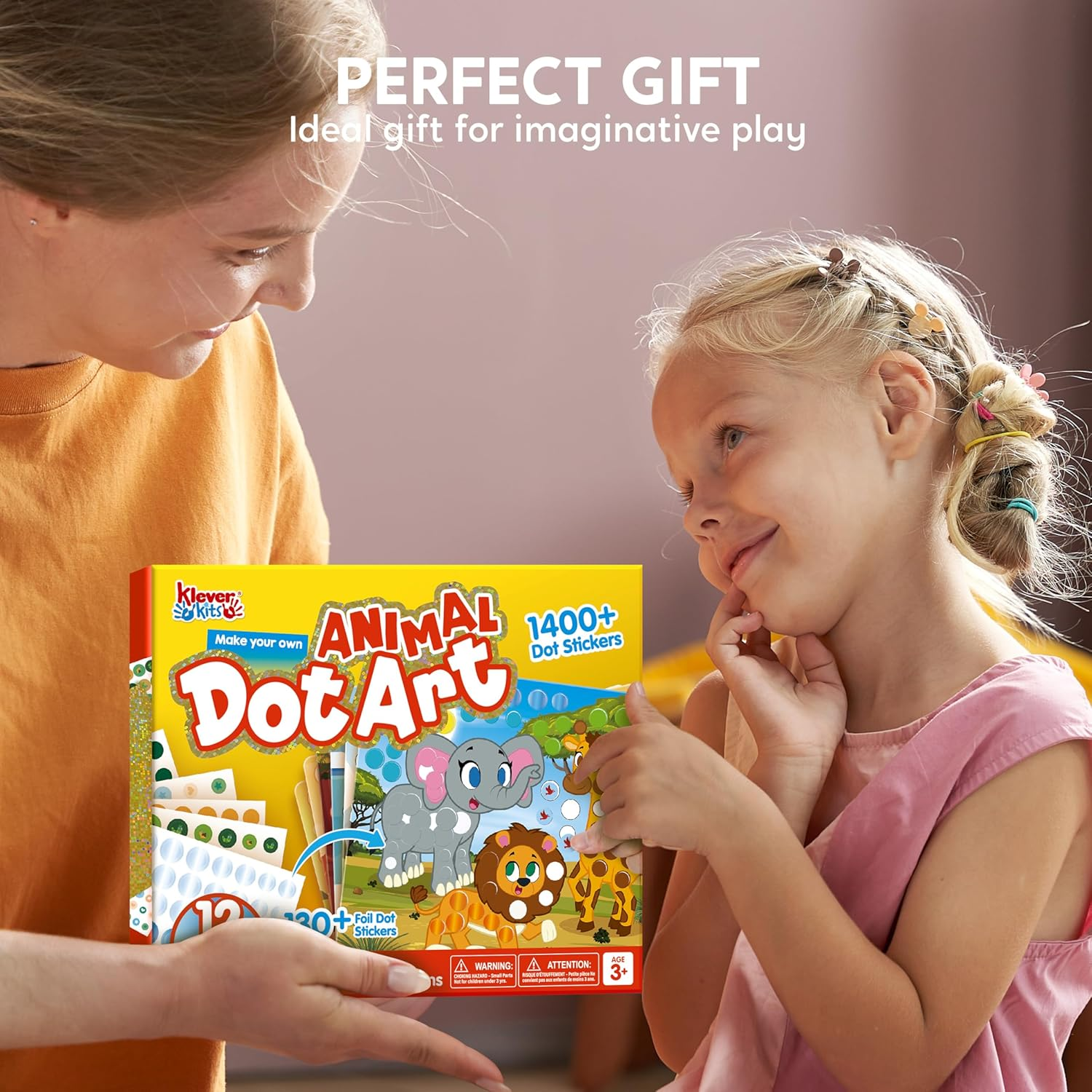 Klever Kits Dot Art Activity, Dot It Animals, Sticker Craft Set for Children, DIY Craft Set for Crafts Kit, Birthday Gifts for Children from 3+ Years, Airplane Travel Toy image number 1