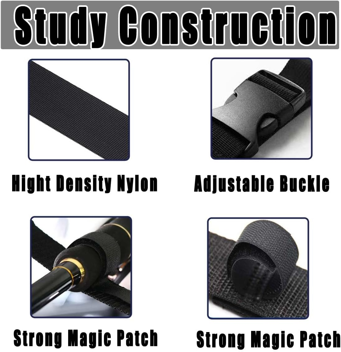 5 Rod Capacity Nylon Car Fishing Rod Carrier Heavy Duty Adjustable Fishing Pole Strap for Trucks Suvs Vans image number 6