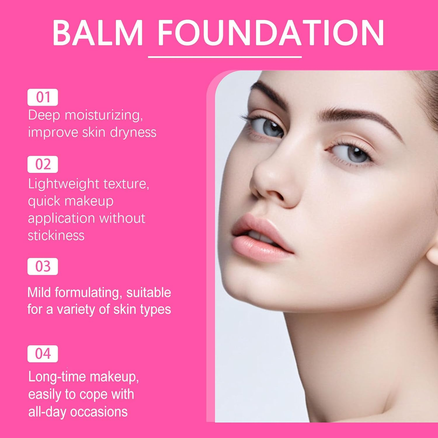Peptide Balm Foundation, Age Defying Foundation Makeup, Covering Peptides Foundation for Mature Skin, Natural, Hydrating，Smooths Texture，Medium Coverage，Make up for All Skin Types (Dark Skin Tone) - Cocoa Color image number 6