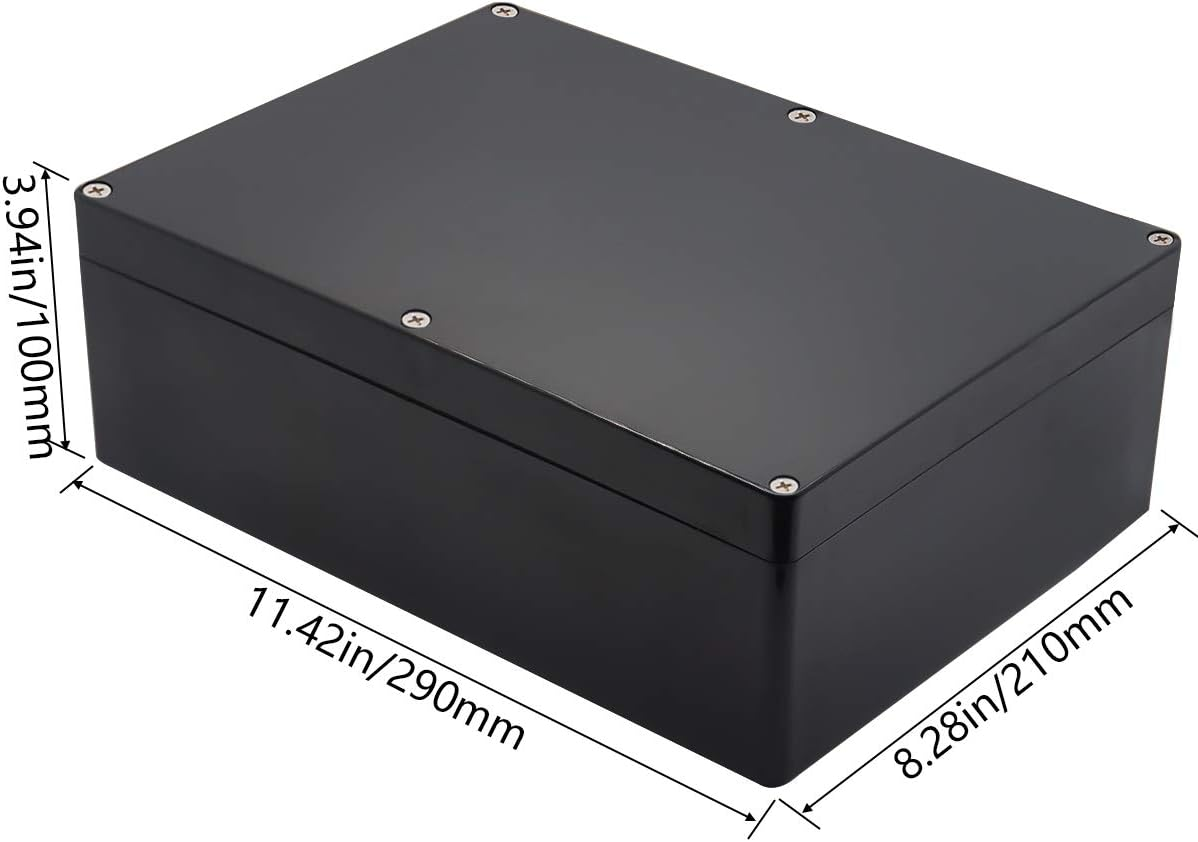 Otdorpatio Project Box IP65 Waterproof Junction Box ABS Plastic Black Electrical Boxes DIY Electronic Project Case Power Enclosure 11.42X8.27X3.94 Inch (290X210X100 Mm) image number 2