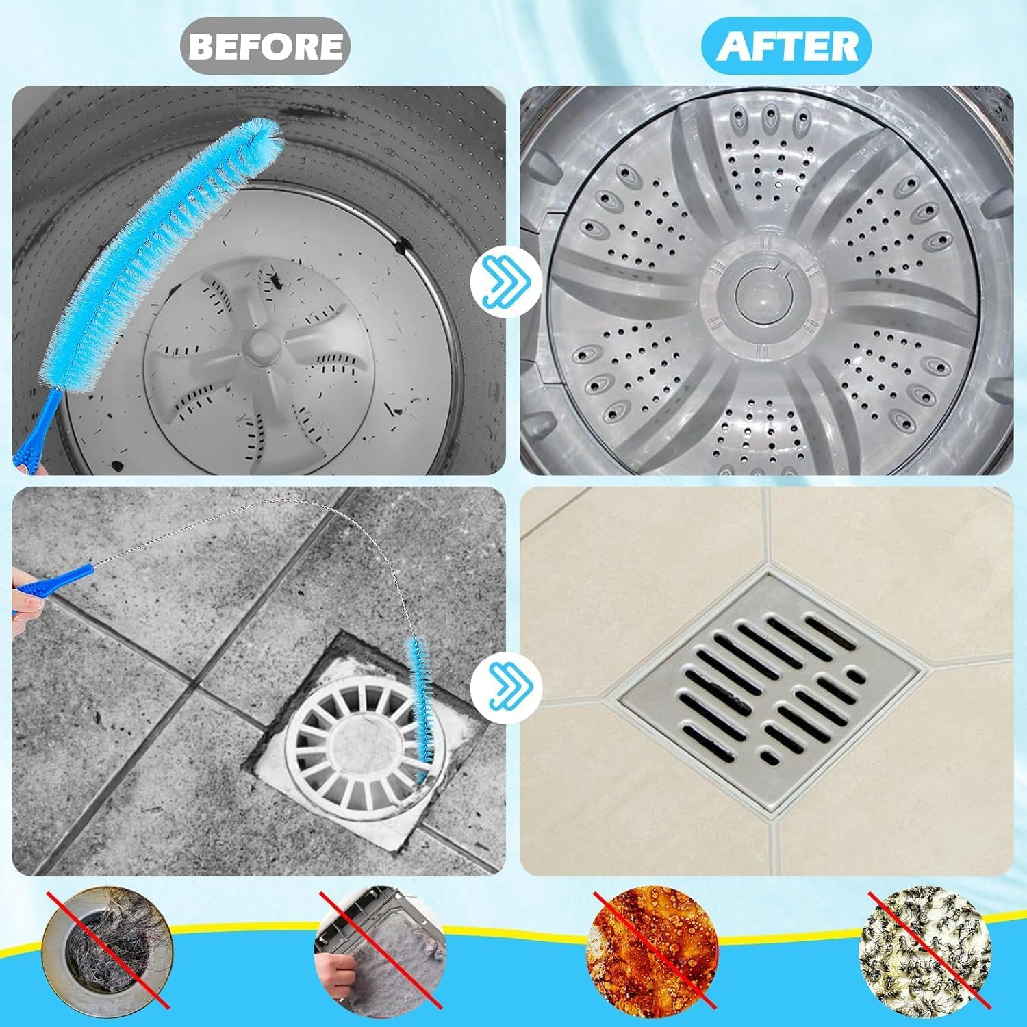 3Pack Dryer Vent Cleaner Kit, Home Improvement Essential Cleaning Tools, up to 30 Inch Long Brush Cleaning Set，Pet Hair Remover for Laundry，Drain Snake image number 2