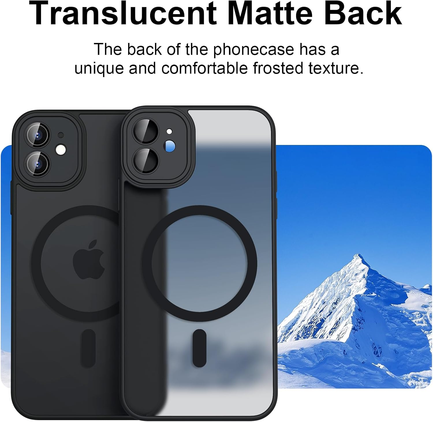 Magnetic Case for Iphone 12 Case, [Compatible with Magsafe] Drop Protection Skin-Friendly Shockproof Protective Translucent Matte Case Cover for Iphone 12 - Black image number 2
