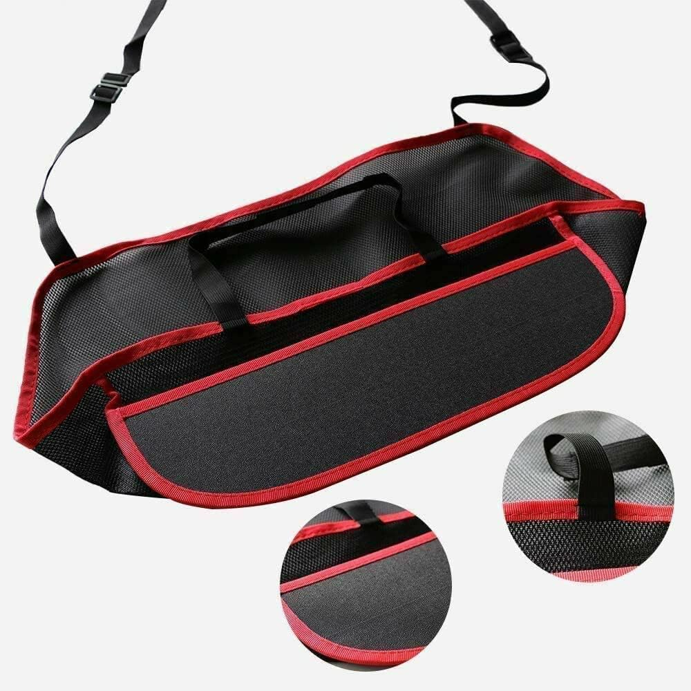 Upgraded Car Net Pocket Handbag Mesh Holder Purse Organizer Seat Side Storage (Upgraded Red&Black) image number 1