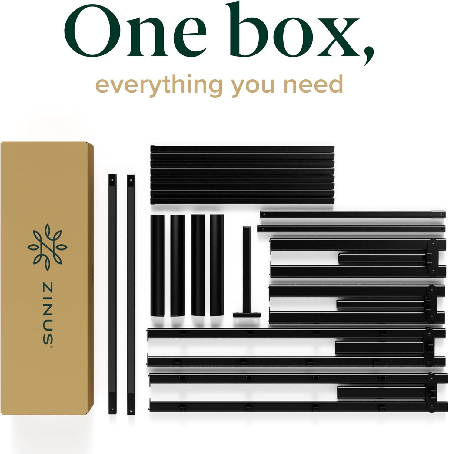 Zinus Van Queen Bed Frame 40Cm Metal Bed Base | Steel Slat Mattress Support | Bedroom Furniture, Black image number 1