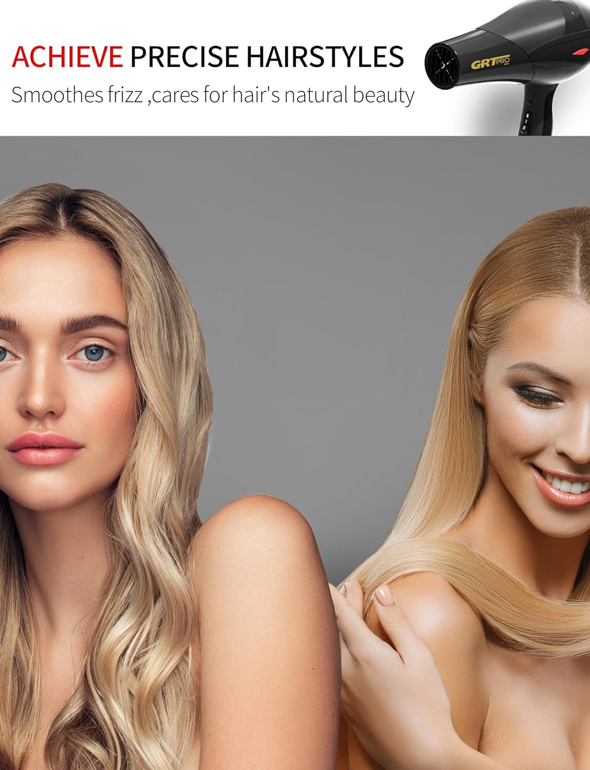 Professional Hair Dryer 3500W Ionic Hairdryer Blow Dryer AC Motor Blue Light Anion with 1 Diffuser & 2 Nozzles Accessories for Curly Hair, Overheating Protection 2 Speeds 3 Heat Settings for Women Men Home Salon image number 6