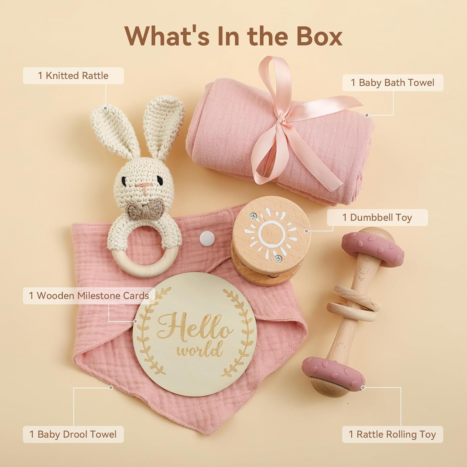 EERKEOD Baby Gift Set for Newborn Essentials Baby Bath Set with Blanket Rattle New Girls Boys Gifts for Shower image number 3