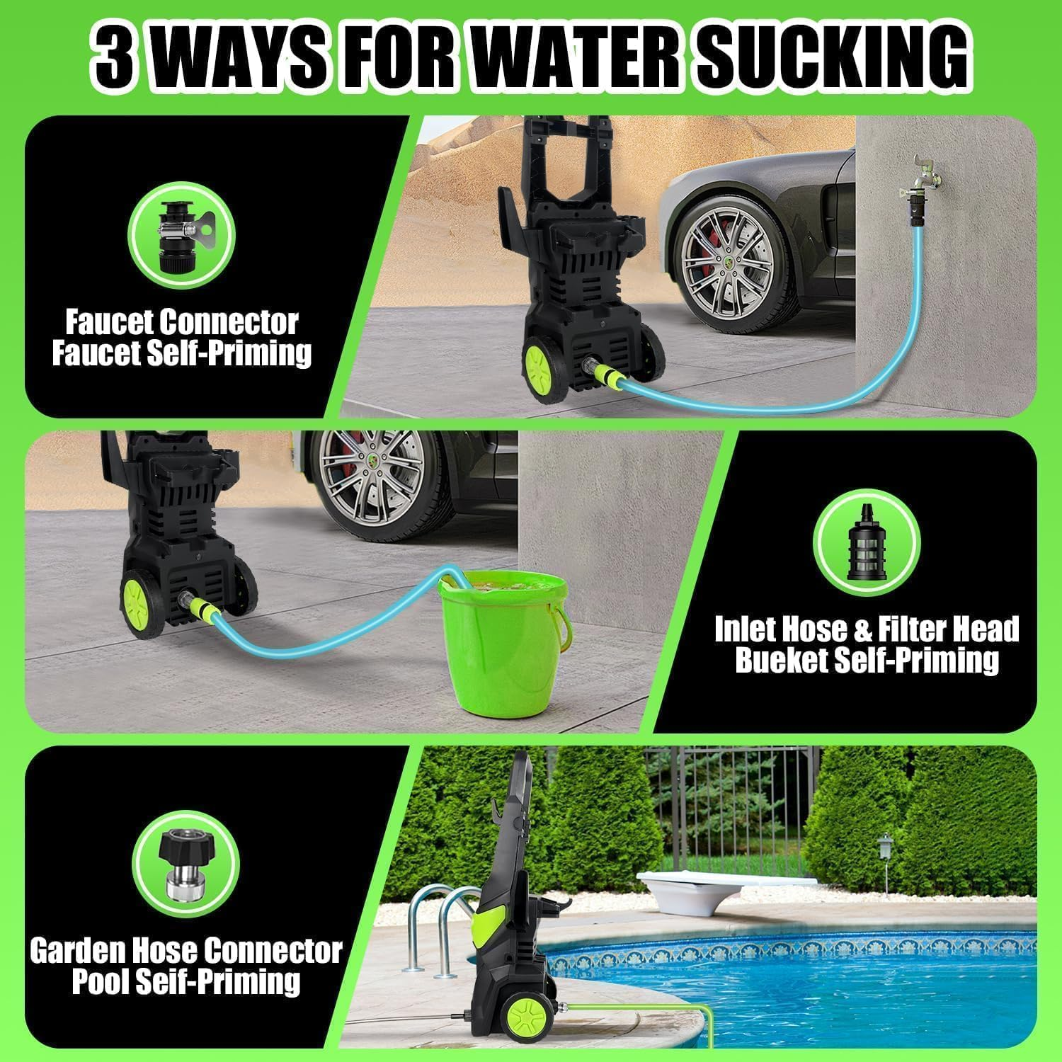 4000PSI Electric Pressure Washer, 3000W Power Washer with Spray Gun/Wheels/Foam Cannon/Water Pump Hose, Electric Power Cleaner Machine for Cars/Fences/Driveways/Patios/Home Cleaning (Blue) image number 2