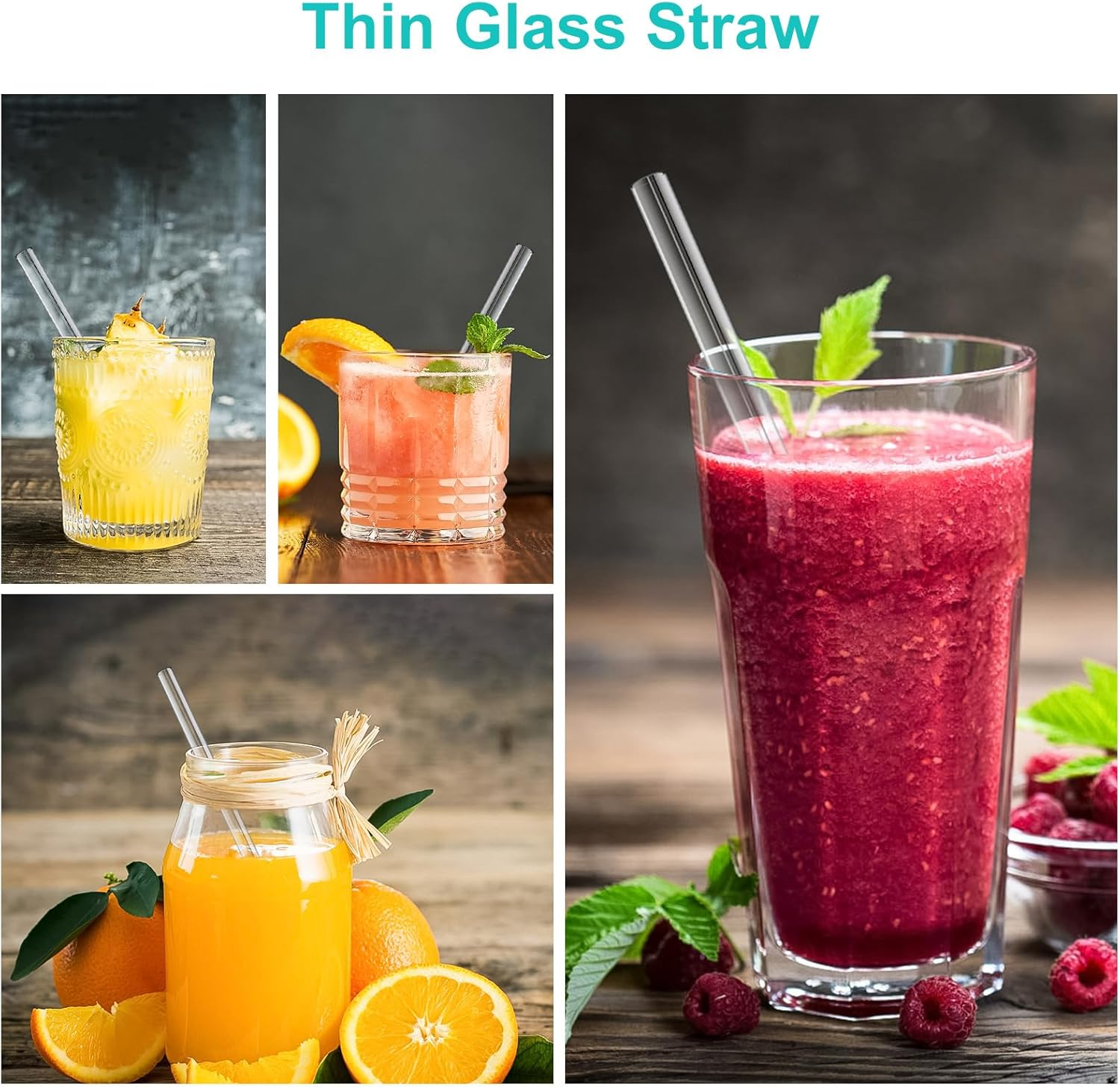 Kiemeu 20 Pack Clear Glass Straws for Drinking, &Phi;8 Mm Thin Reusable Straws, Family Pack image number 5
