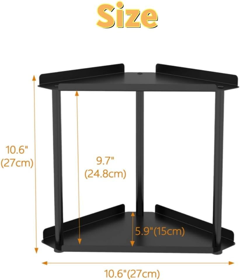 2 Tier Bathroom Counter Organizer, Vanity Organizer Corner Storage Shelf, Skincare, Makeup Countertop Organizers, Perfume Organizer,Vanity Tray Black Counter Storage for Kitchen,Bathroom image number 2