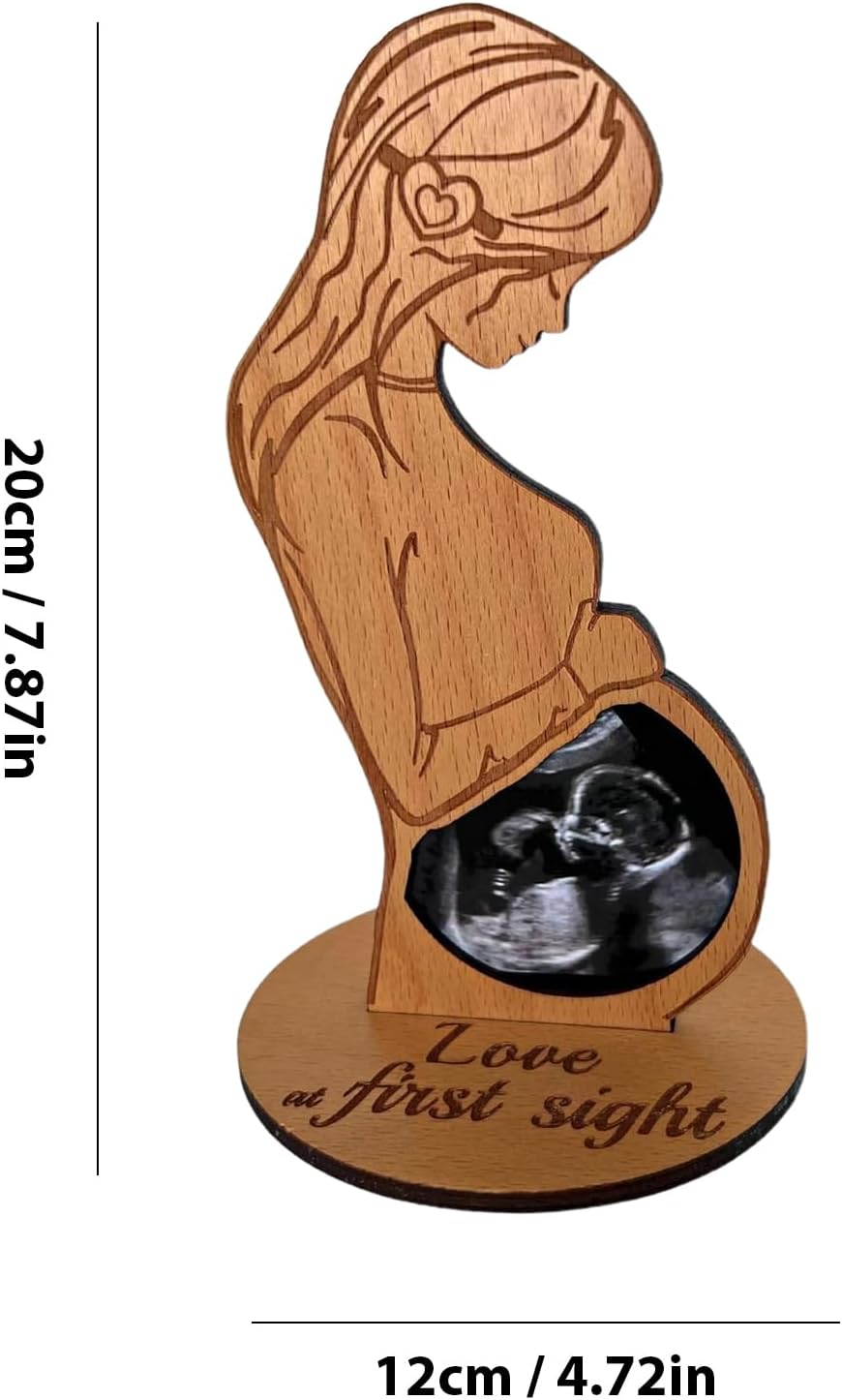 Baby Scan Picture Frames Pregnancy Announcement Sonogram Photo Frames Wooden Ultrasound Image Keepsake Gift Engraved Baby Bump Decor for Expecting Mothers Nursery Home Gift New Parents image number 1