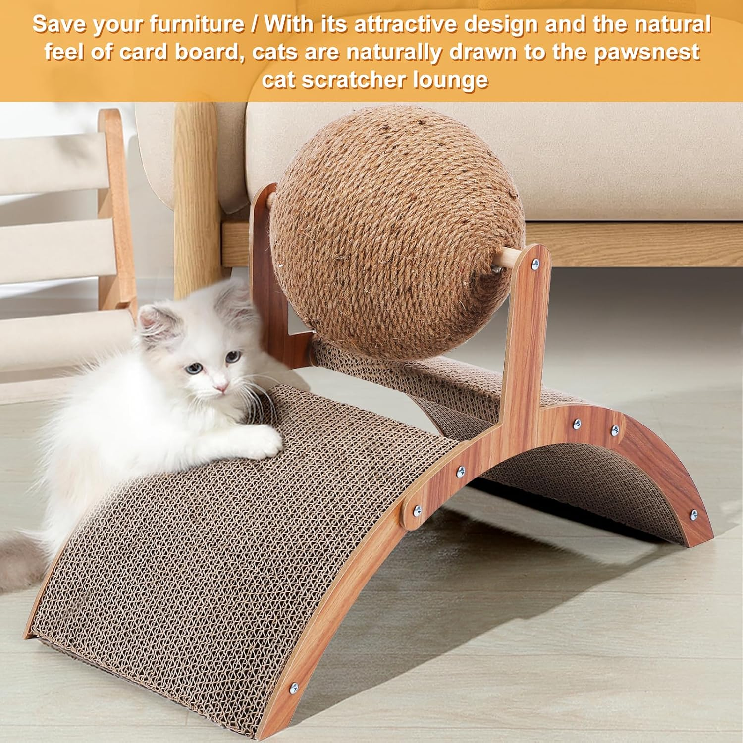 Cat Scratching Mat, Natural Cat Scratching Boards Sisal Scratching Mat 50 X 30 Cm, Durable Cat Furniture Doormat Sisal Mat Scratching Pads for Cats, Beige image number 4