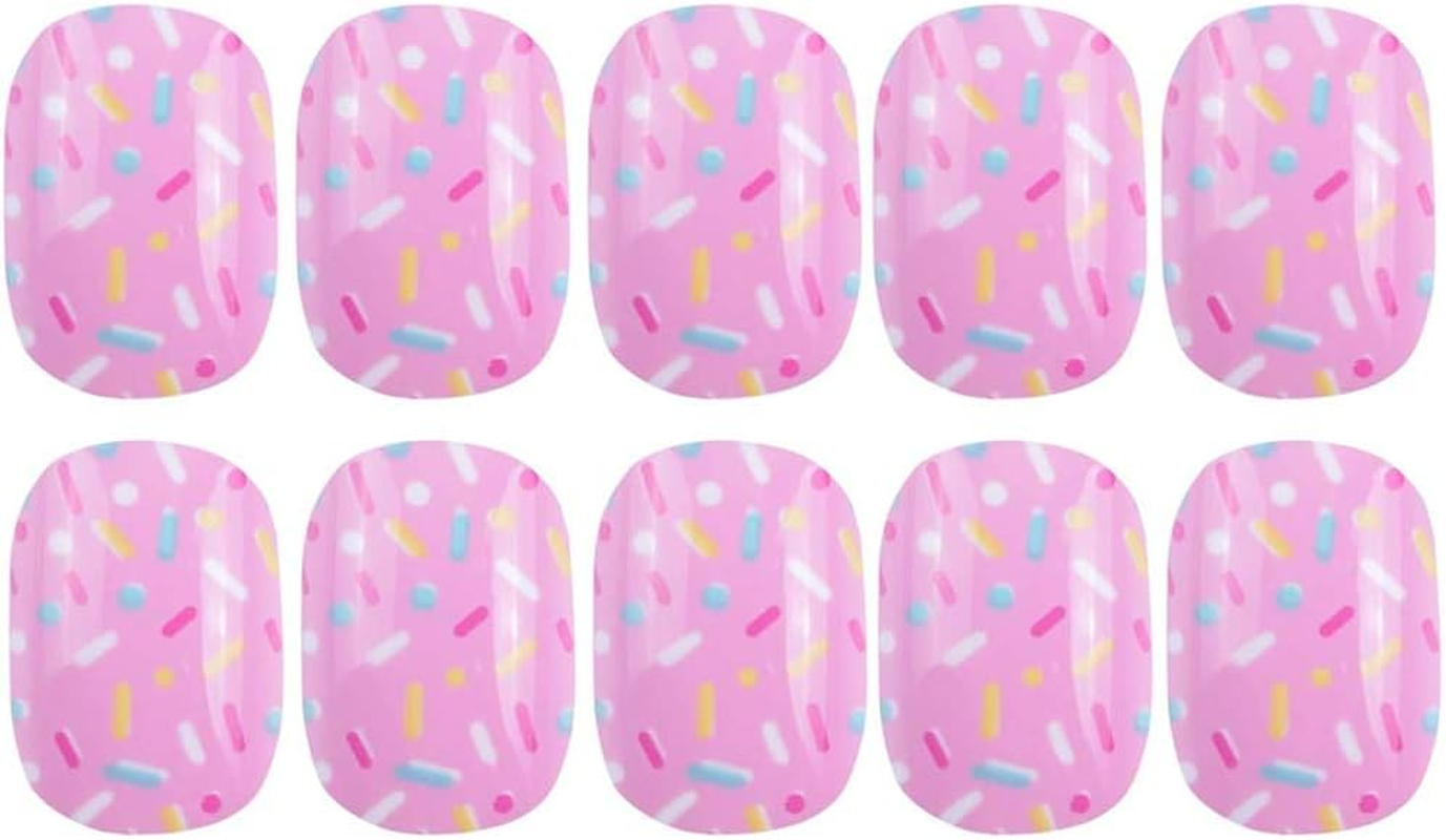 120 Pcs 5 Pack Children Nails Full Cover False Nail Kits Glitter Gradient Color Short Great image number 2